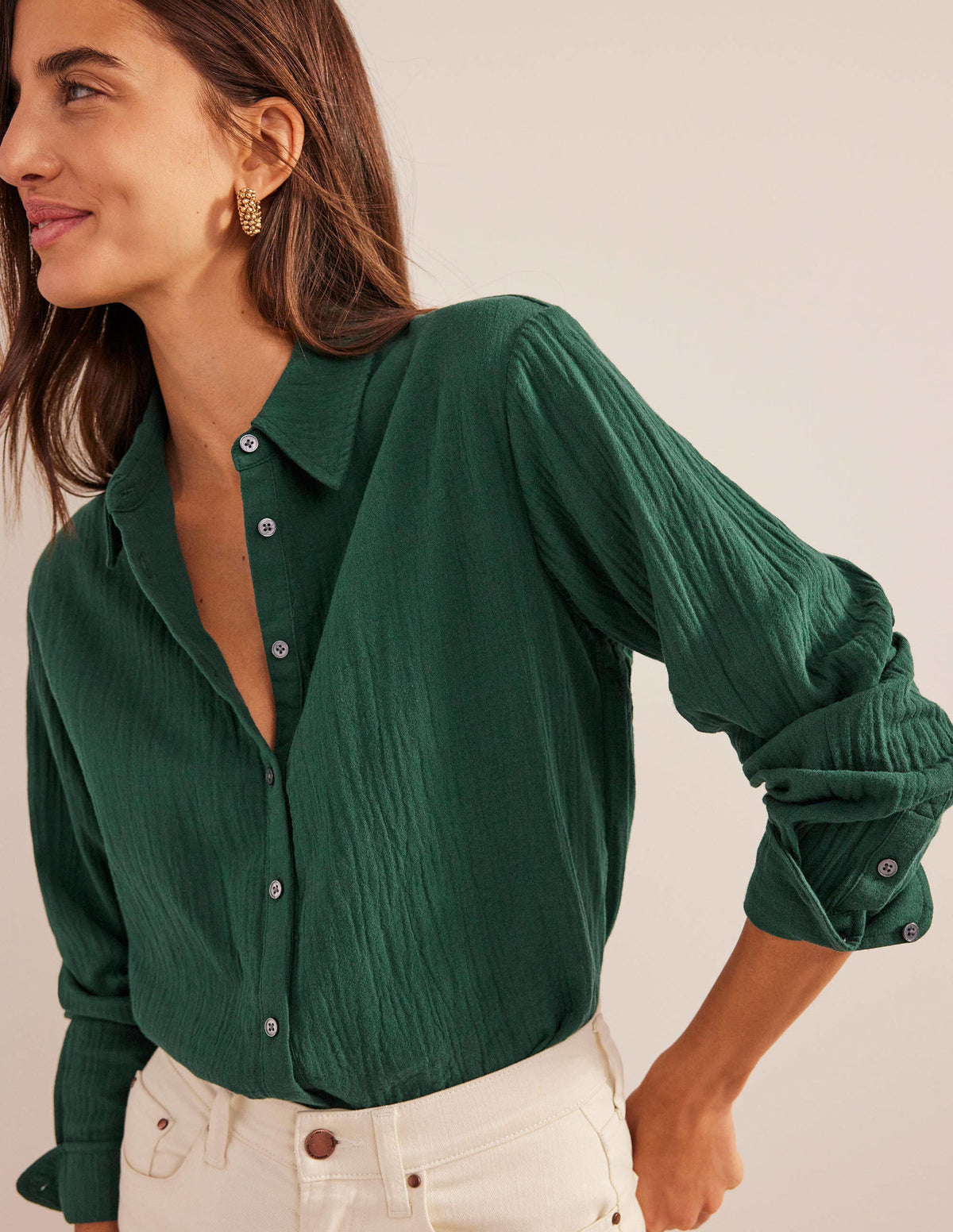 Cotton Texture Shirt-Emerald Night - Image 4