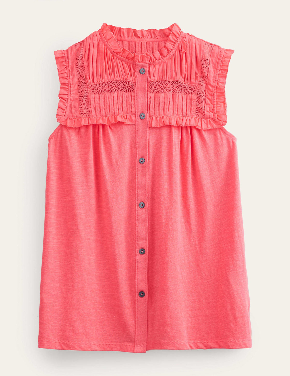Yoke Detail Jersey Shirt-Coral - Image 5