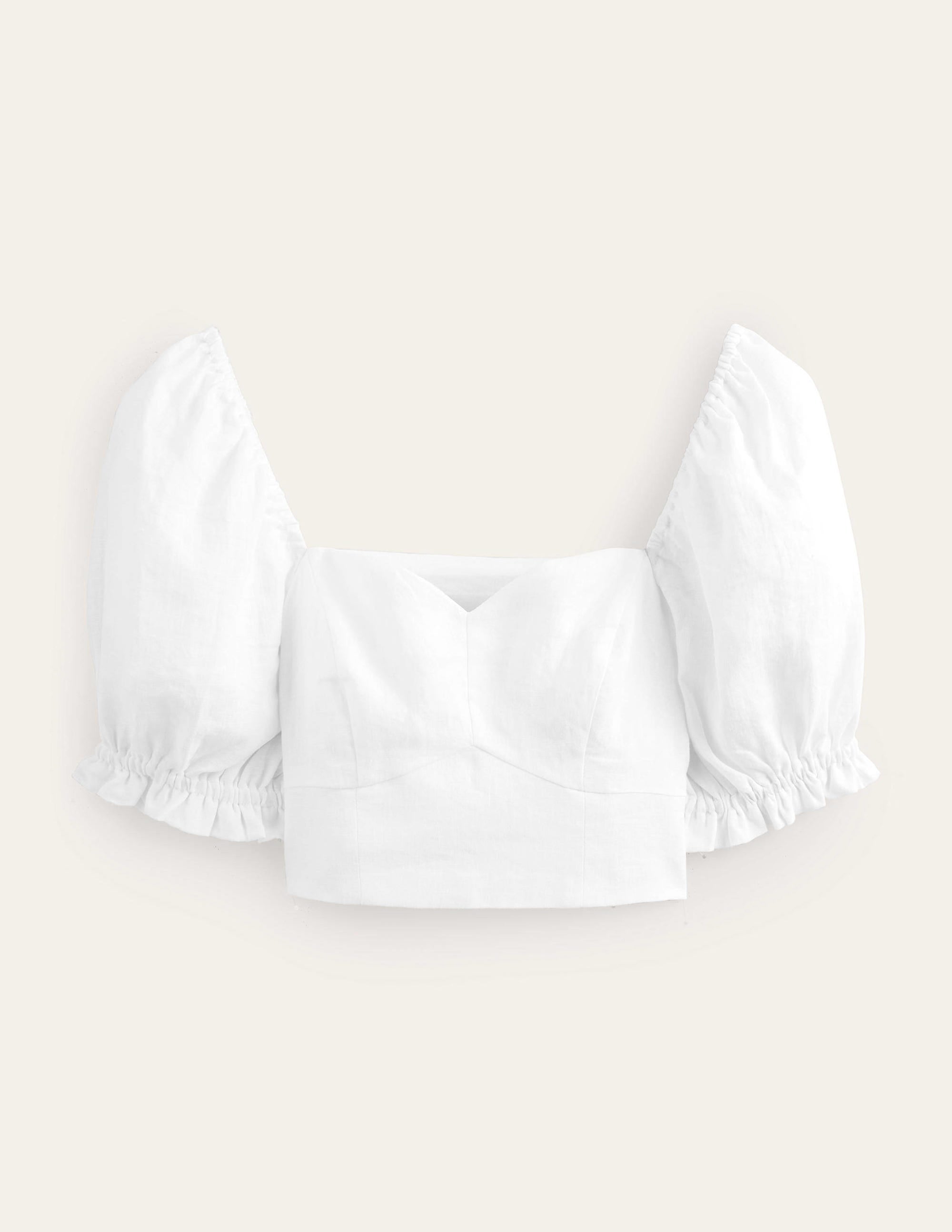 Sweetheart Linen Cropped Top-White - Image 5