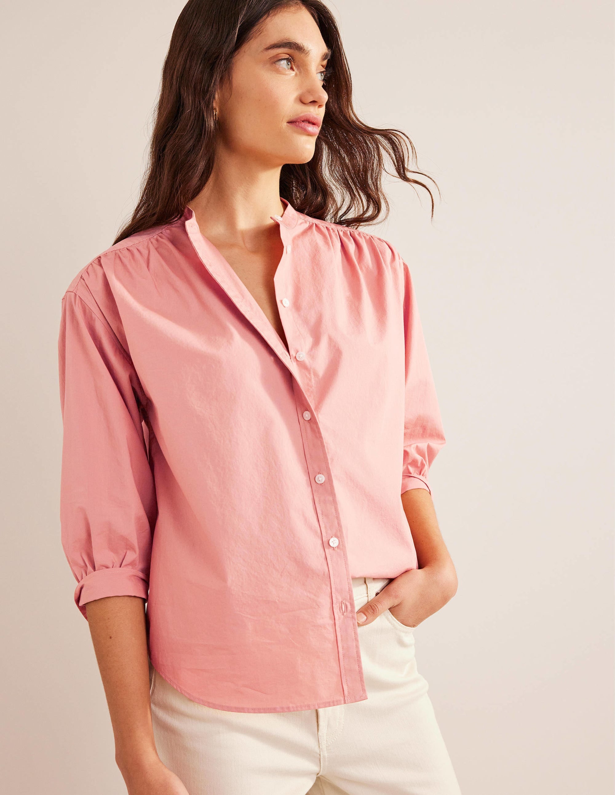 Relaxed Poplin Shirt-Rose Pink - Image 1