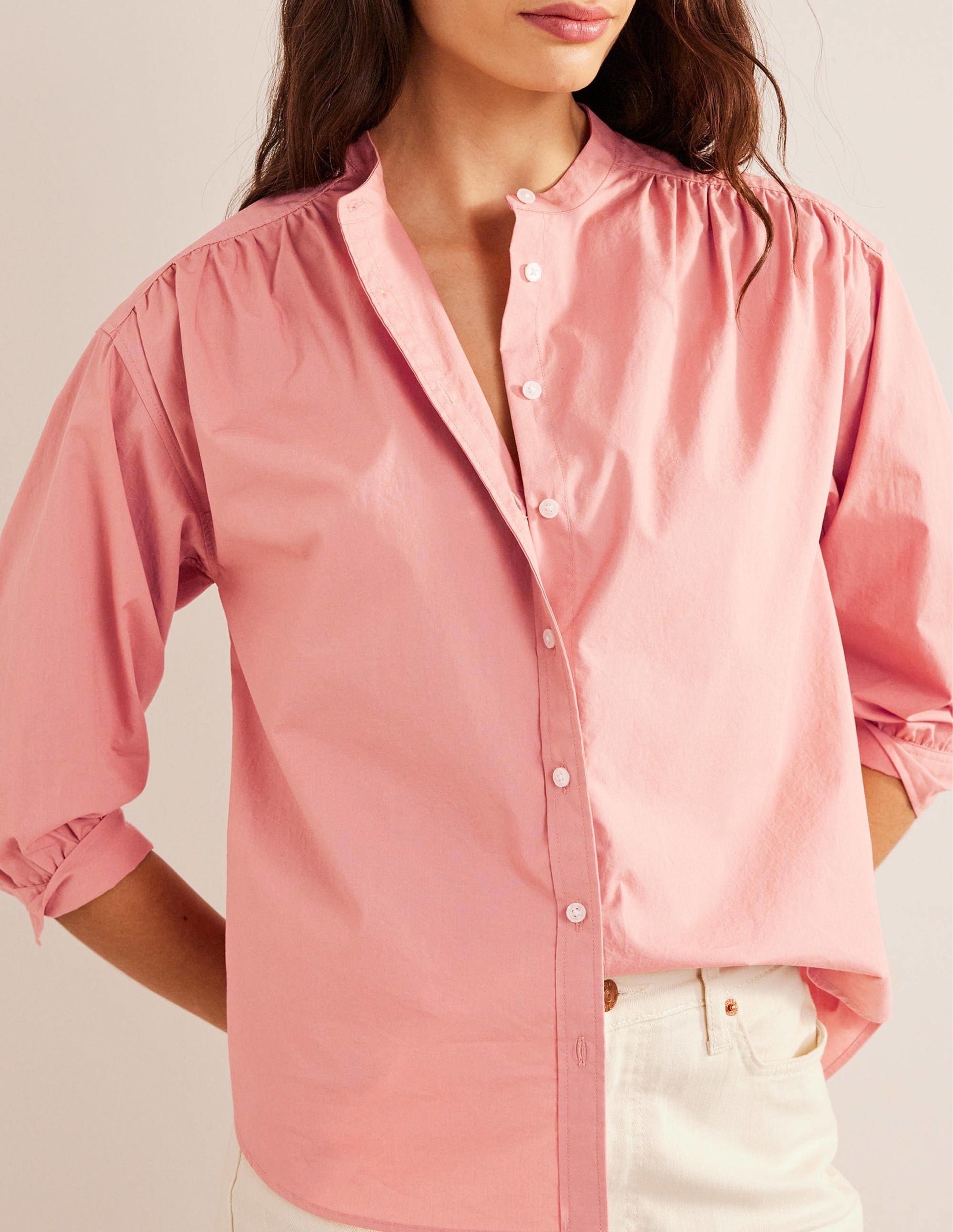 Relaxed Poplin Shirt-Rose Pink-4