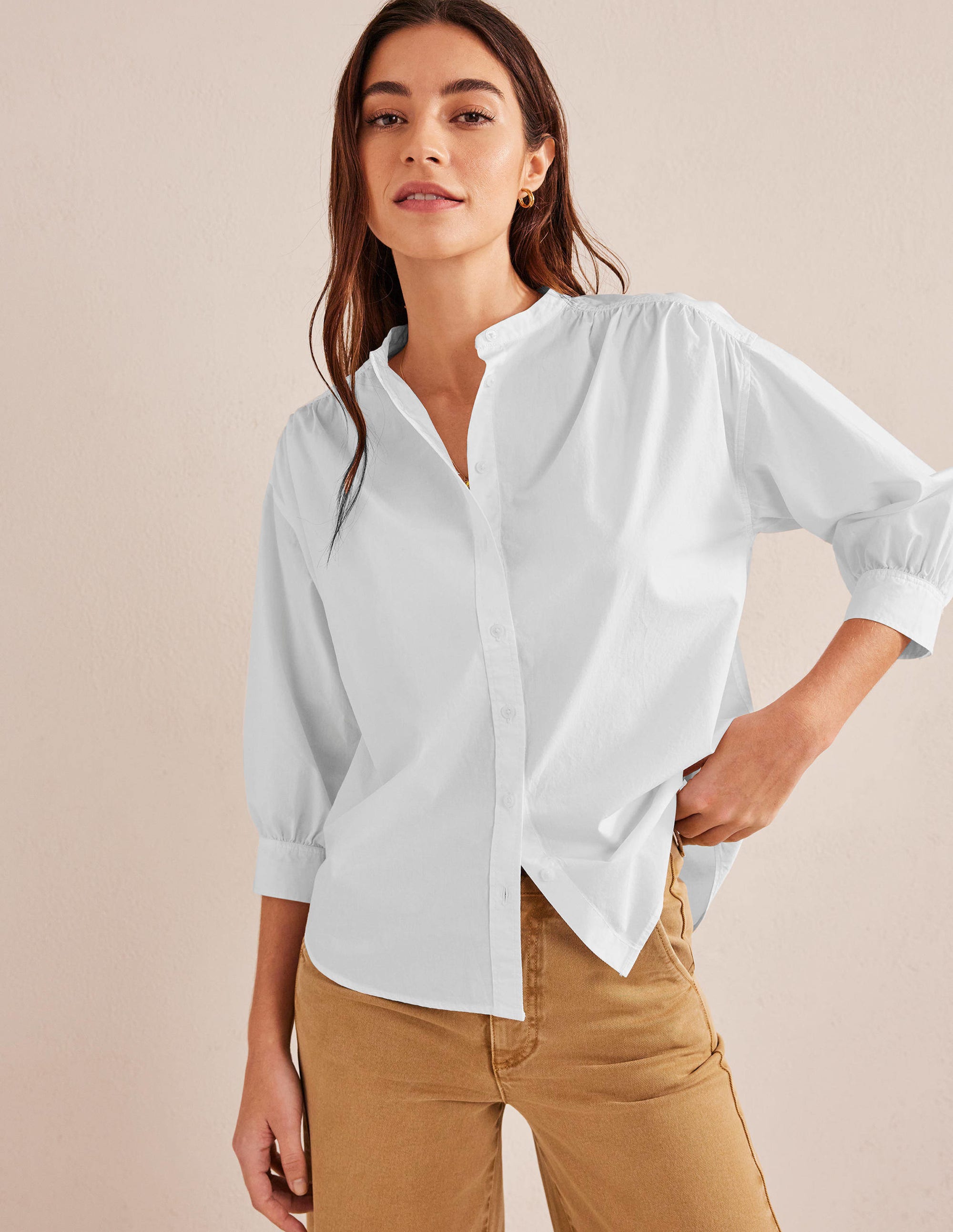 Relaxed Poplin Shirt-White - Image 1