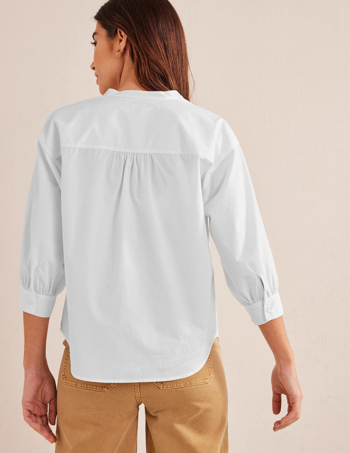 Relaxed Poplin Shirt-White-3