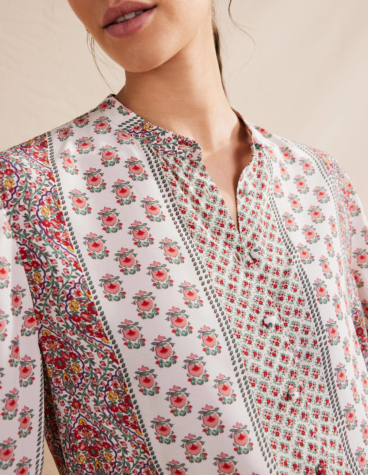Wide Sleeve Relaxed Blouse-Rose Pink, Dainty Floret-2