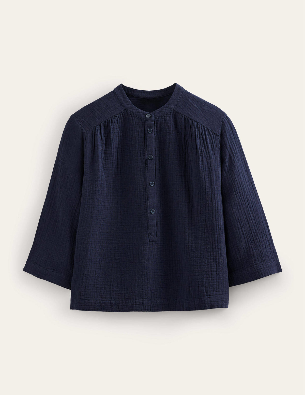 Wide Sleeve Cheesecloth Top-Navy - Image 5