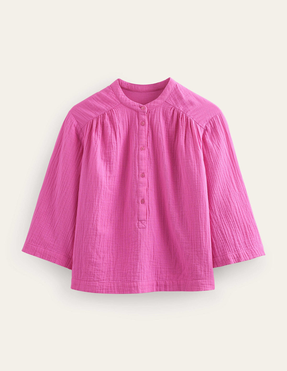 Wide Sleeve Cheesecloth Top-Festival Pink - Image 6