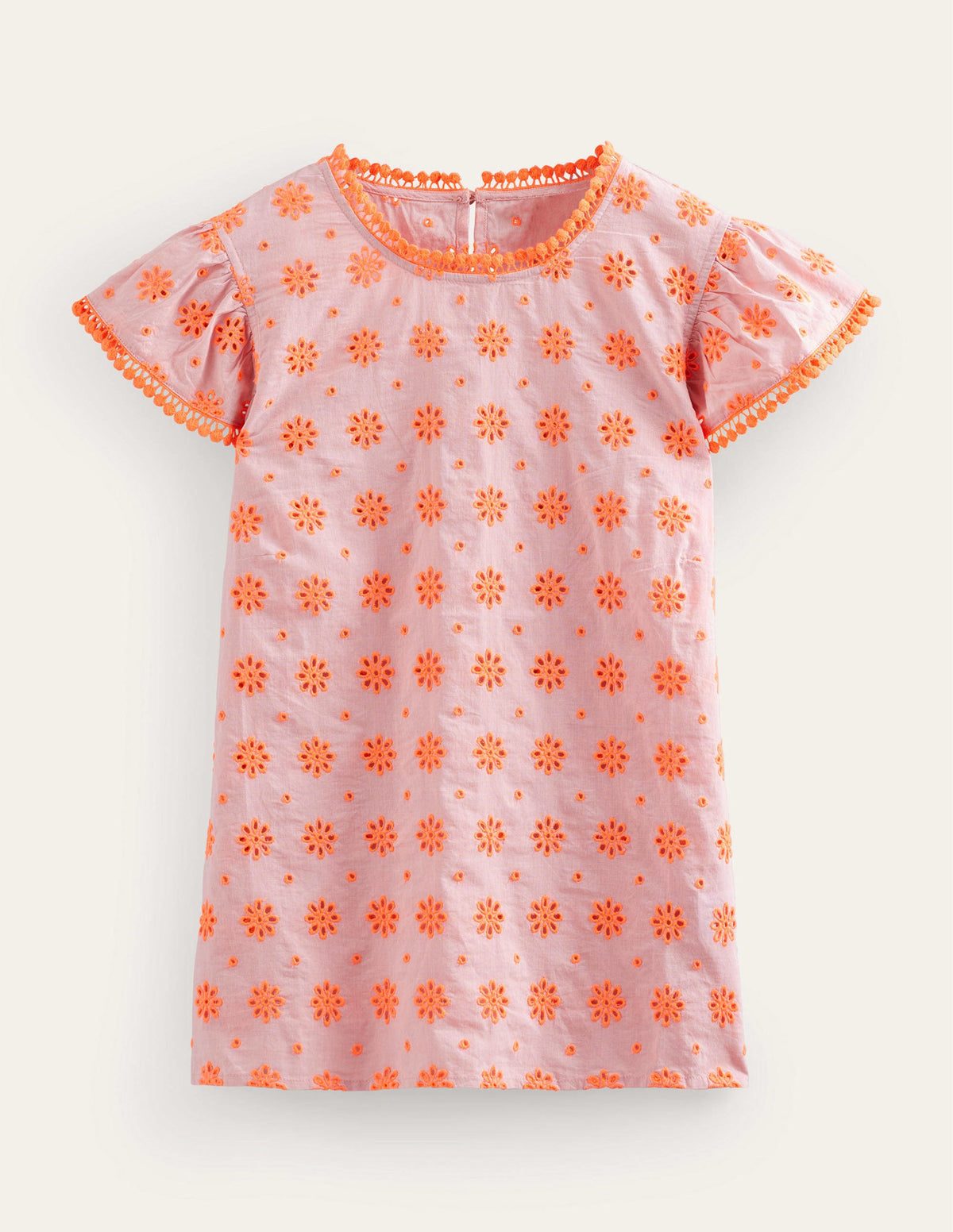 Embroidered Pom Trim Top-Watermelon Punch-5