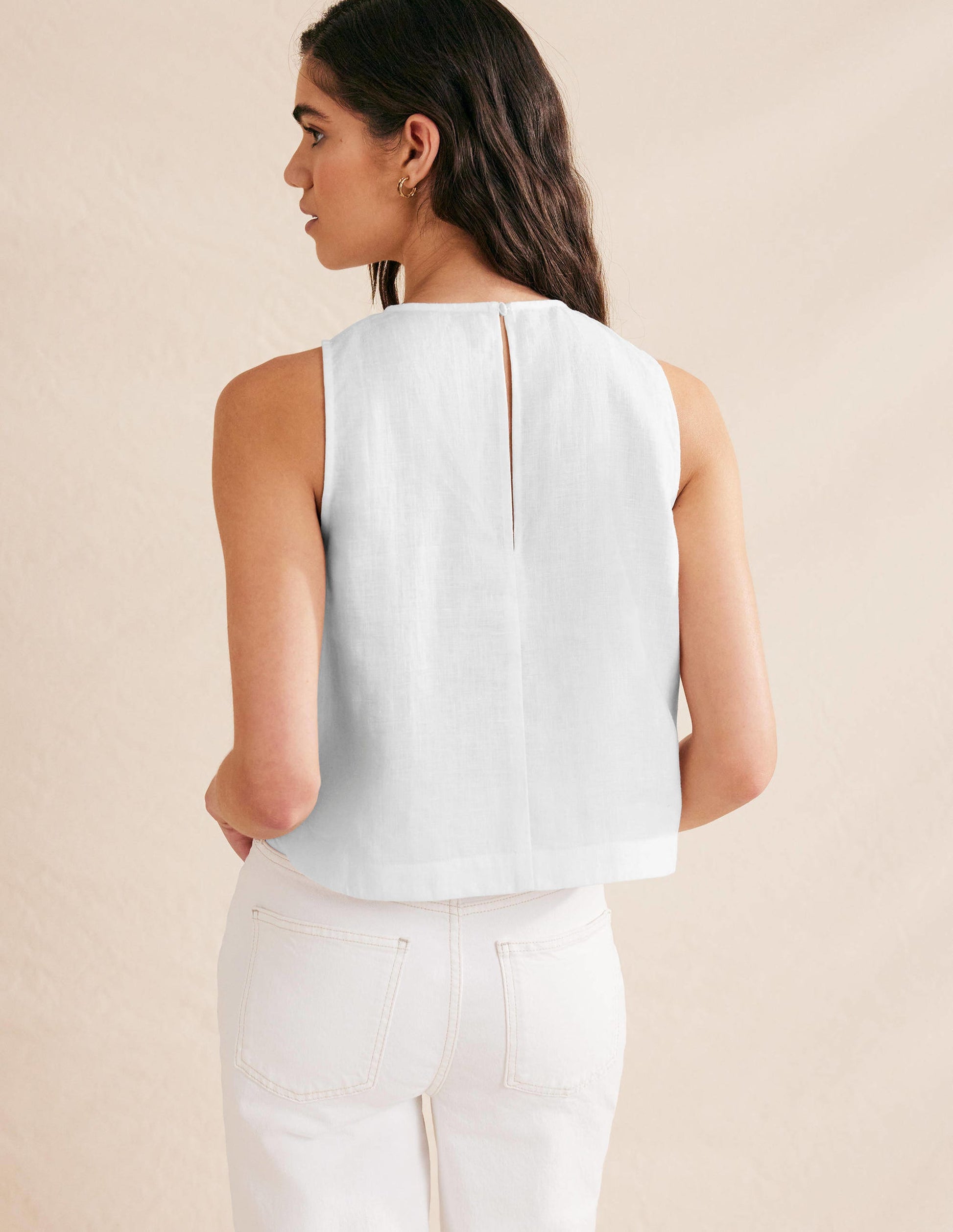 Boxy Linen Shell Top-white-3