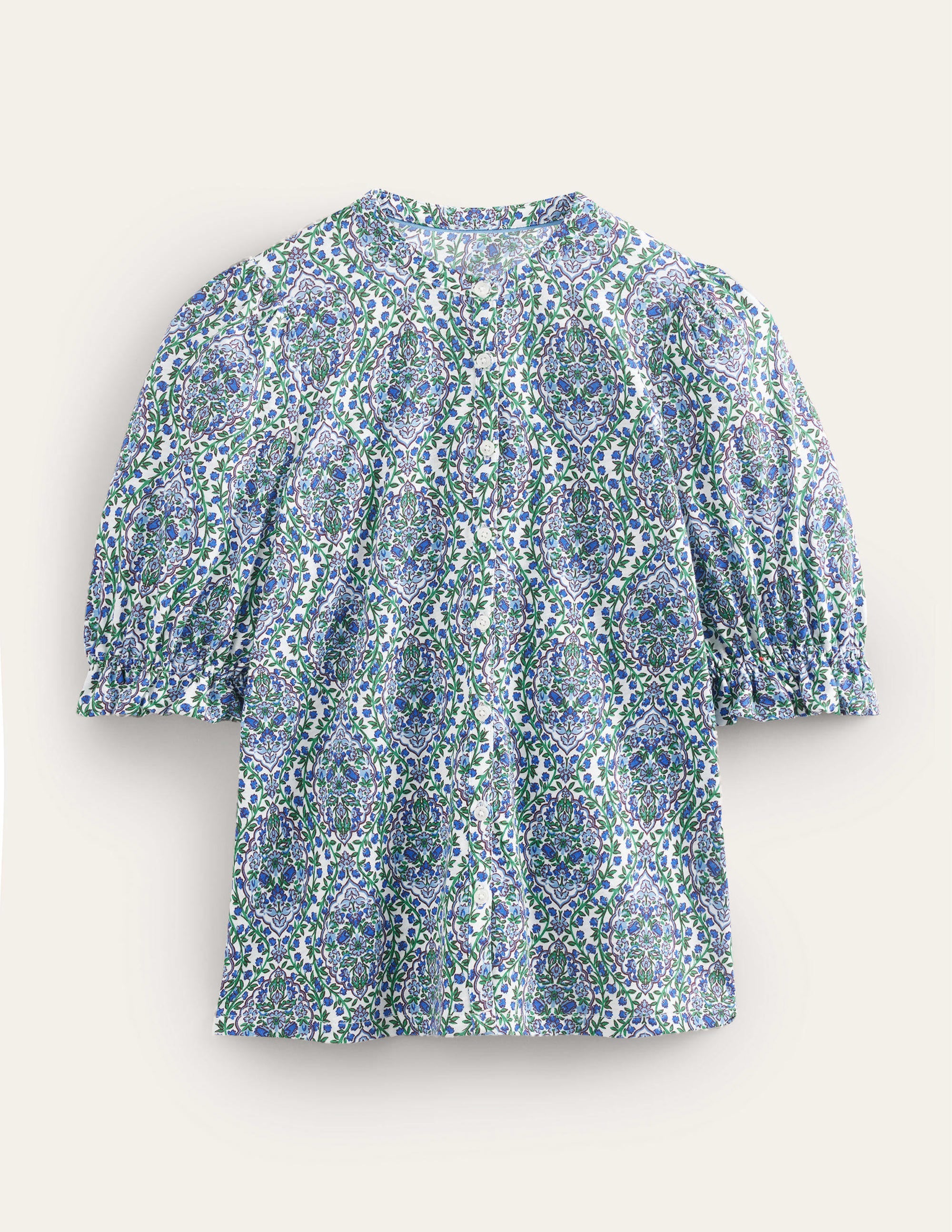 Frilled Short Sleeve Shirt-Linseed and Vine Terrace - Image 5