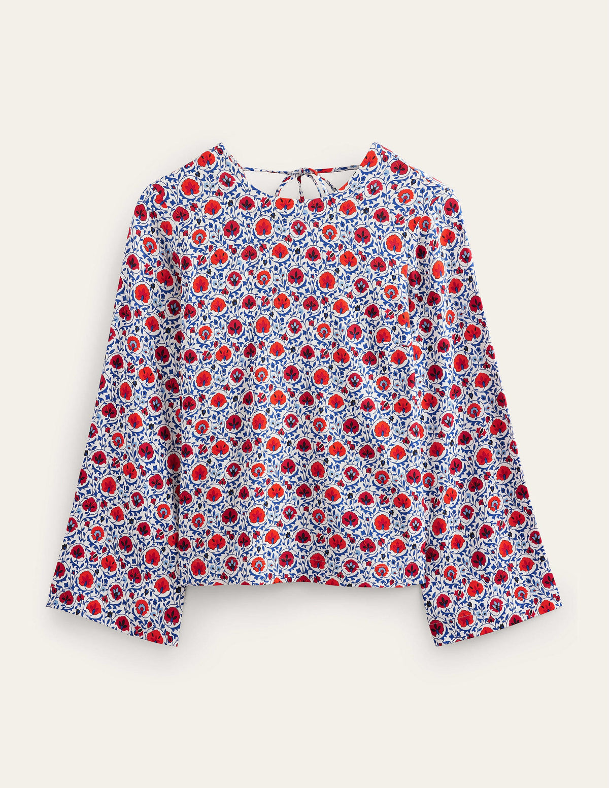 Flared Long Sleeve Top-Blue Wave, Enchanting Bloom-5