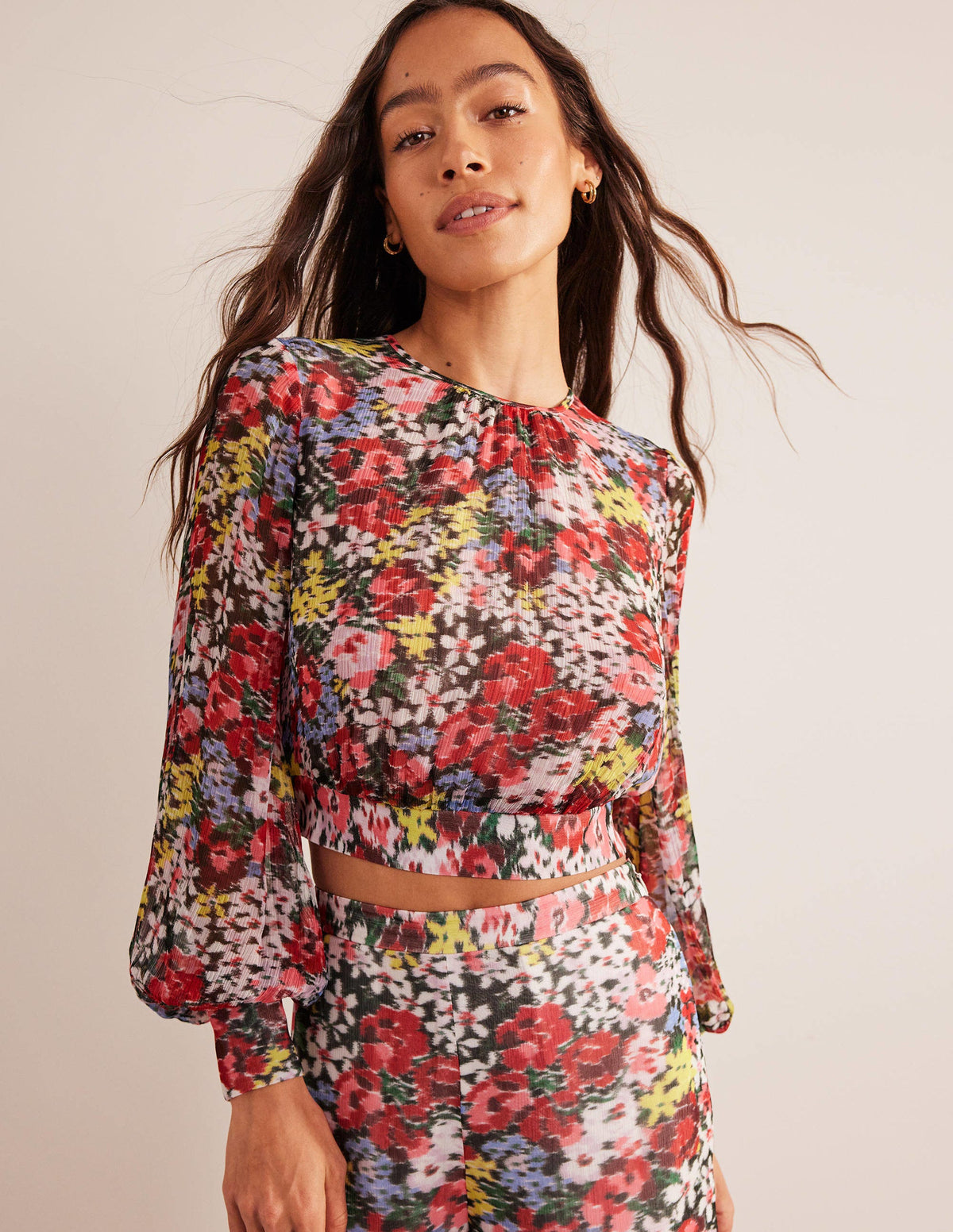 Blouson Sleeve Occasion Top-Multi, Moire Bloom - Image 1