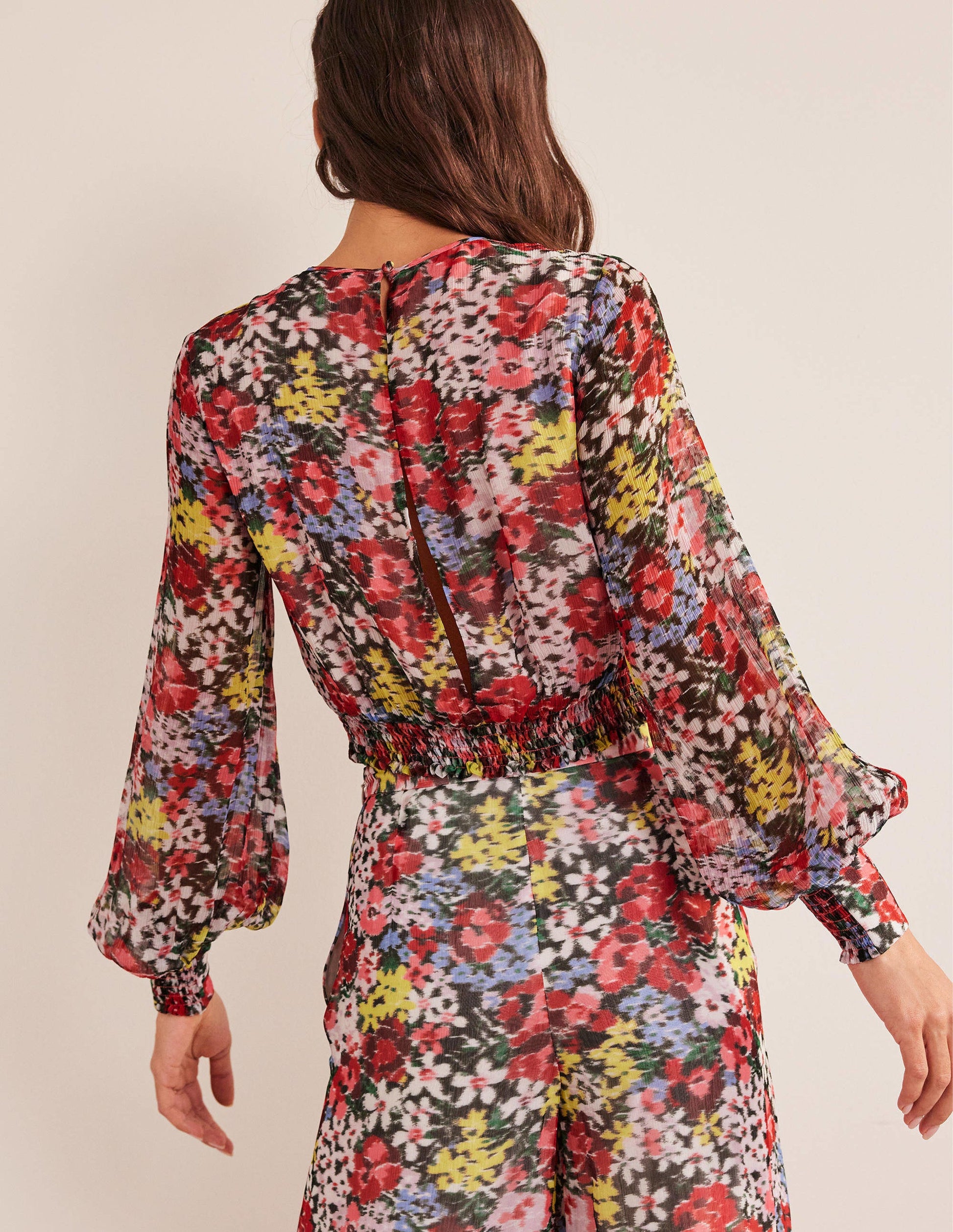 Blouson Sleeve Occasion Top-Multi, Moire Bloom-3