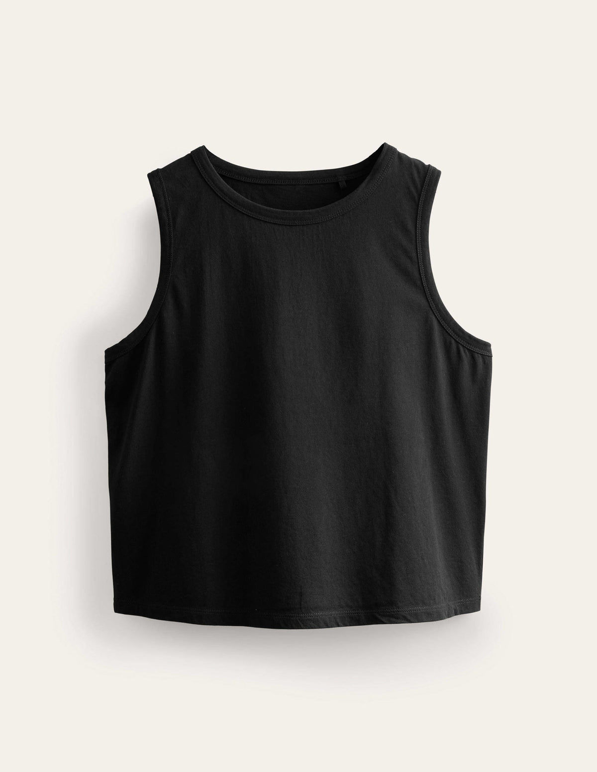 Cropped Cotton Tank-Black - Image 6