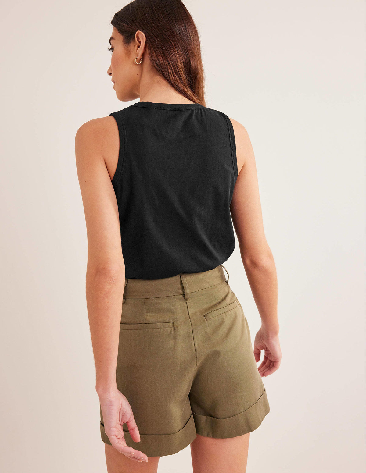 Cropped Cotton Tank-Black - Image 3