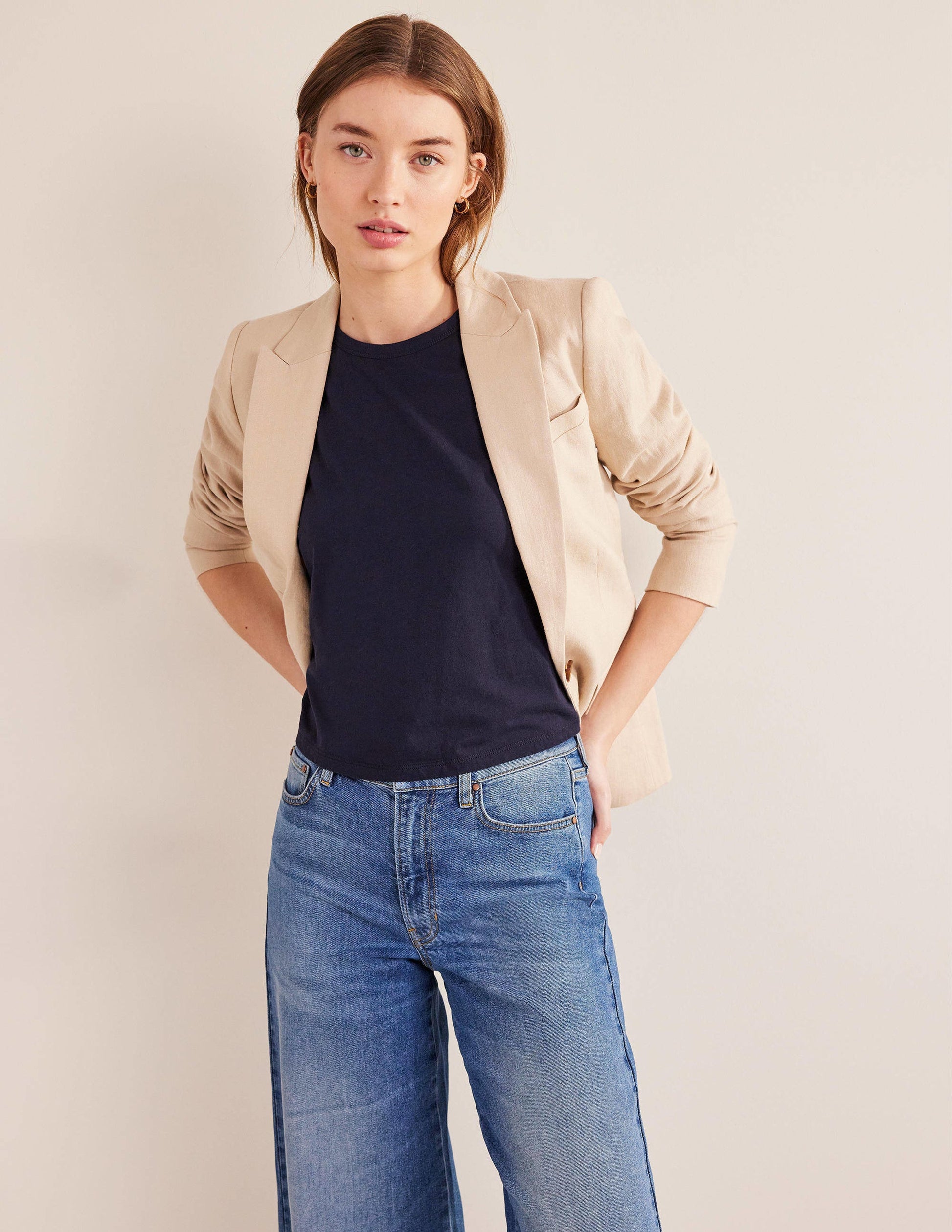 Cropped Cotton Tank-Navy-4