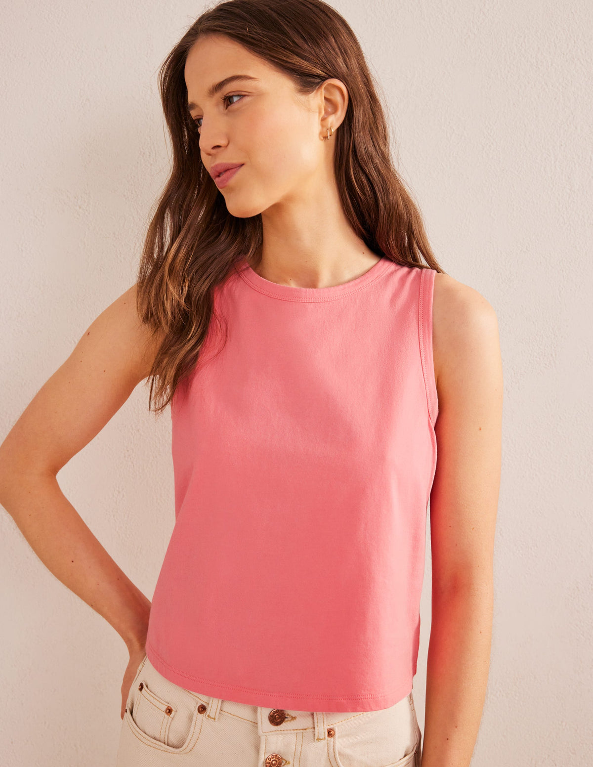 Cropped Cotton Tank-Peach Sorbet - Image 1