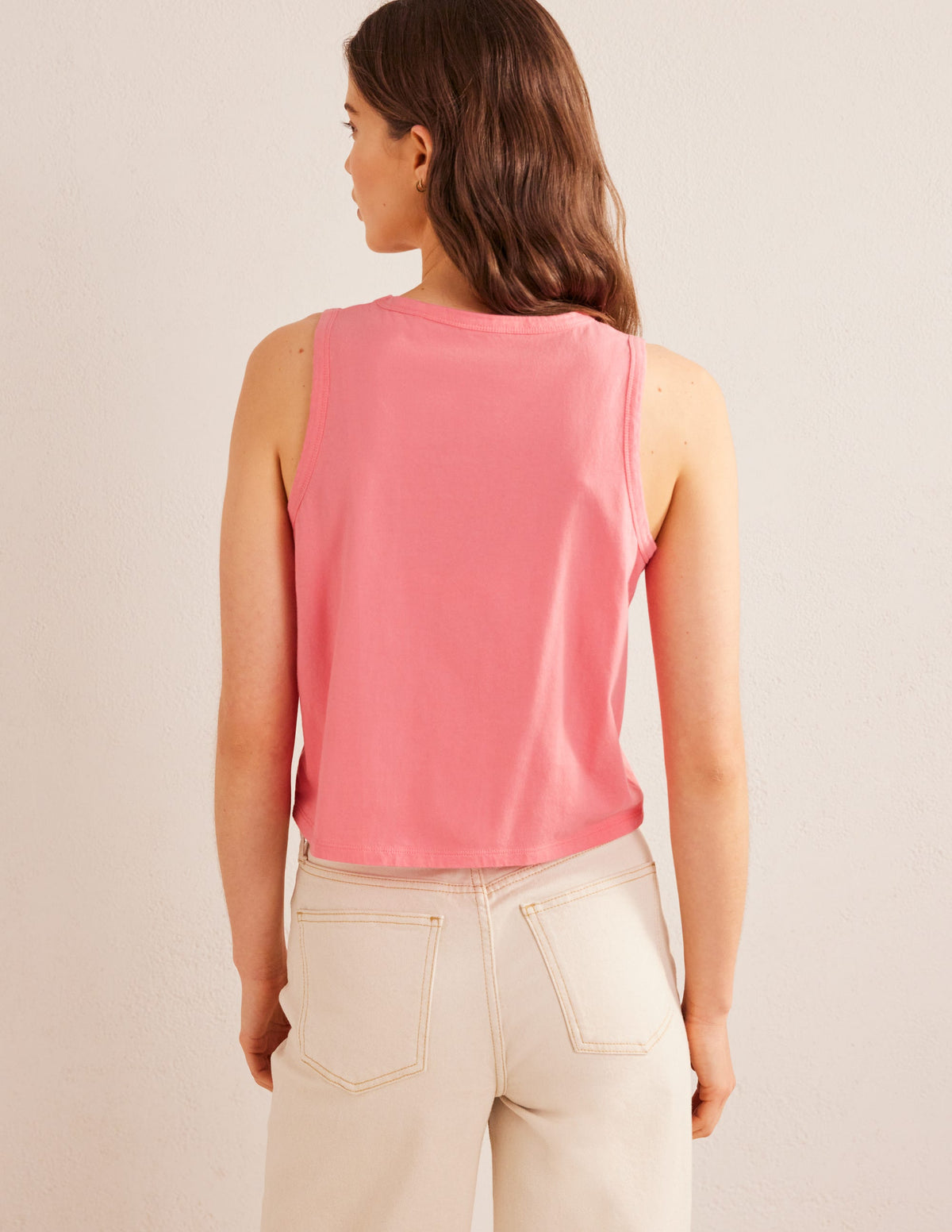 Cropped Cotton Tank-Peach Sorbet - Image 3