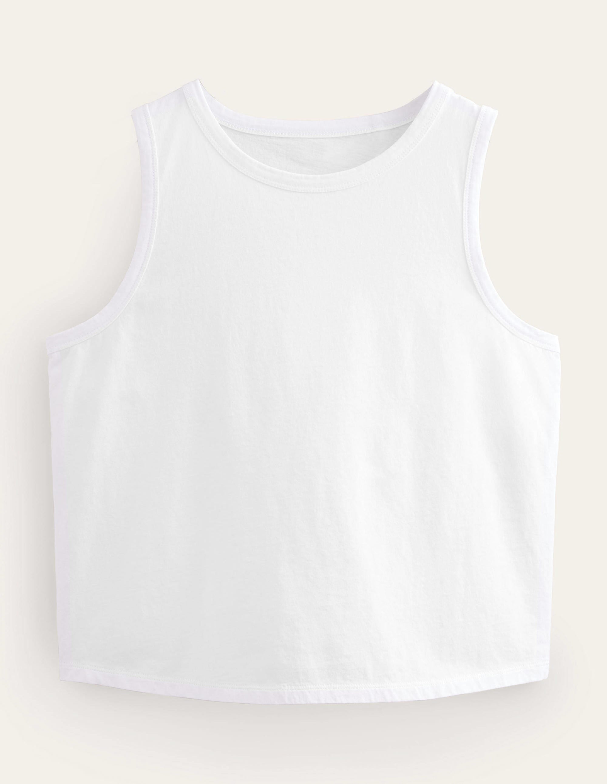 Cropped Cotton Tank-White - Image 5