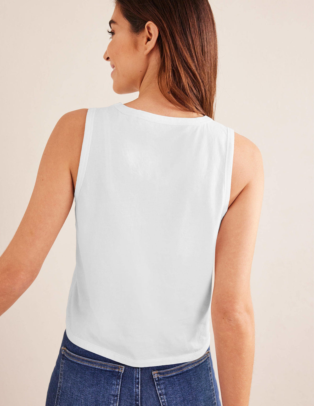 Cropped Cotton Tank-White-3