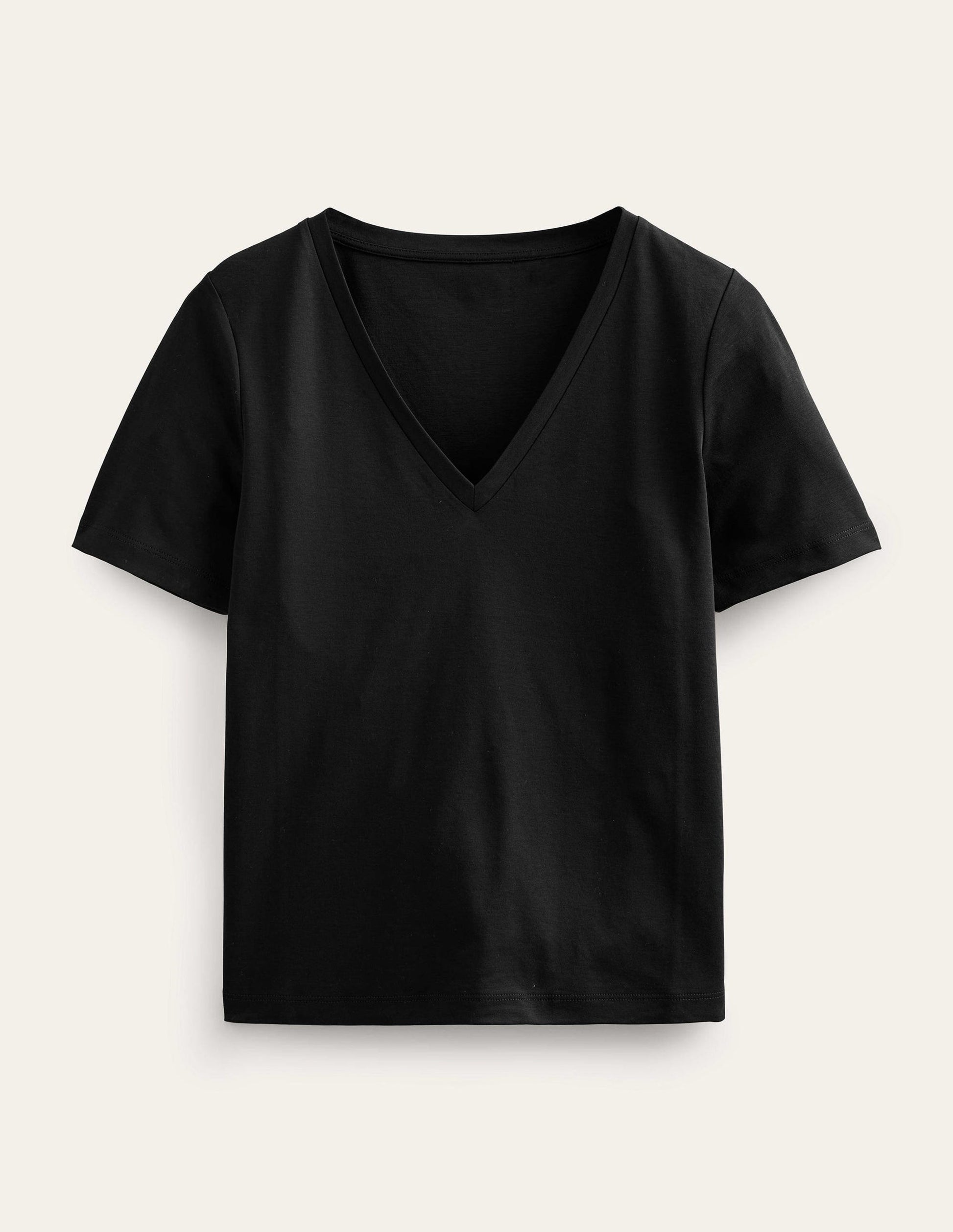 Perfect V-Neck T-Shirt-Black-5