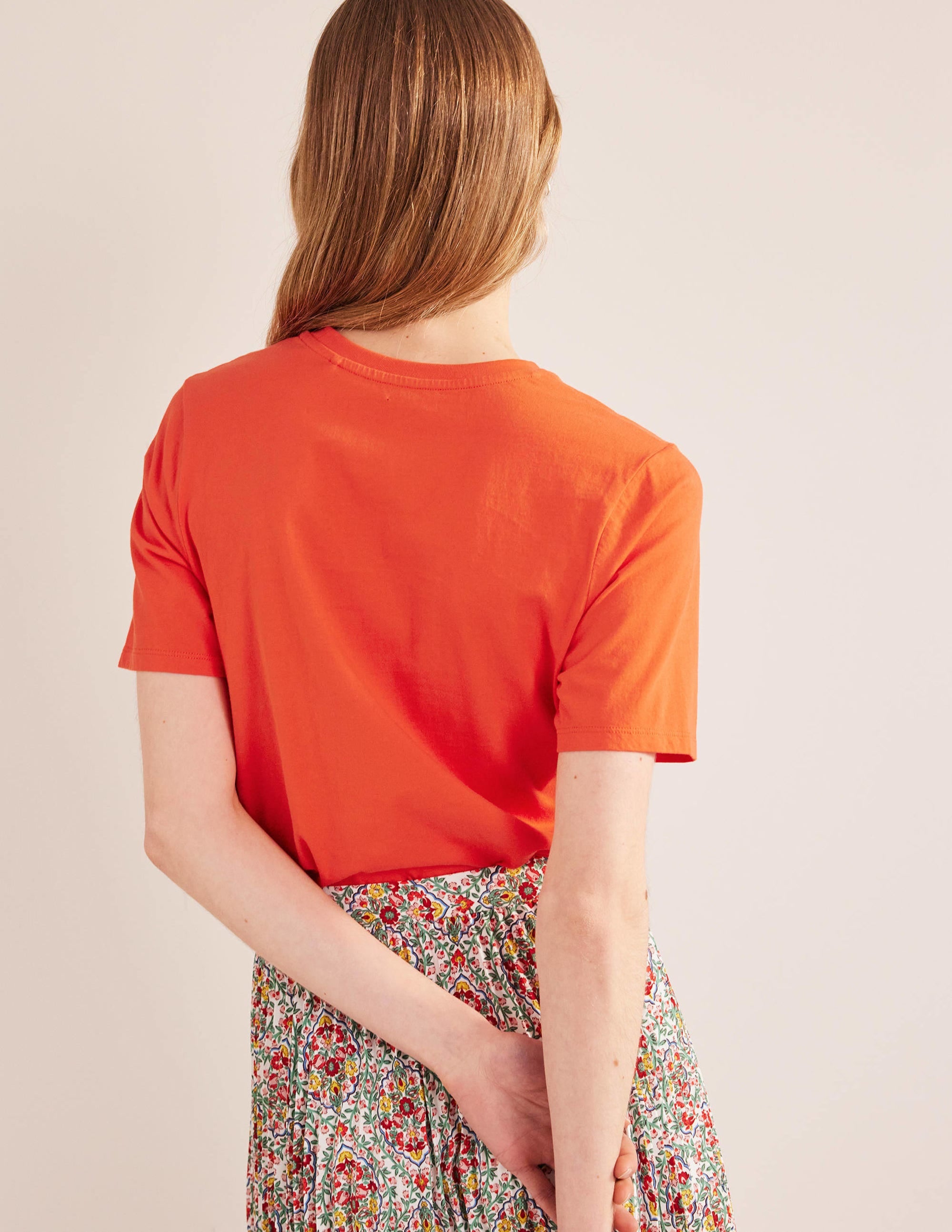 Pure Cotton Crew Neck T-shirt-Red Pop - Image 3