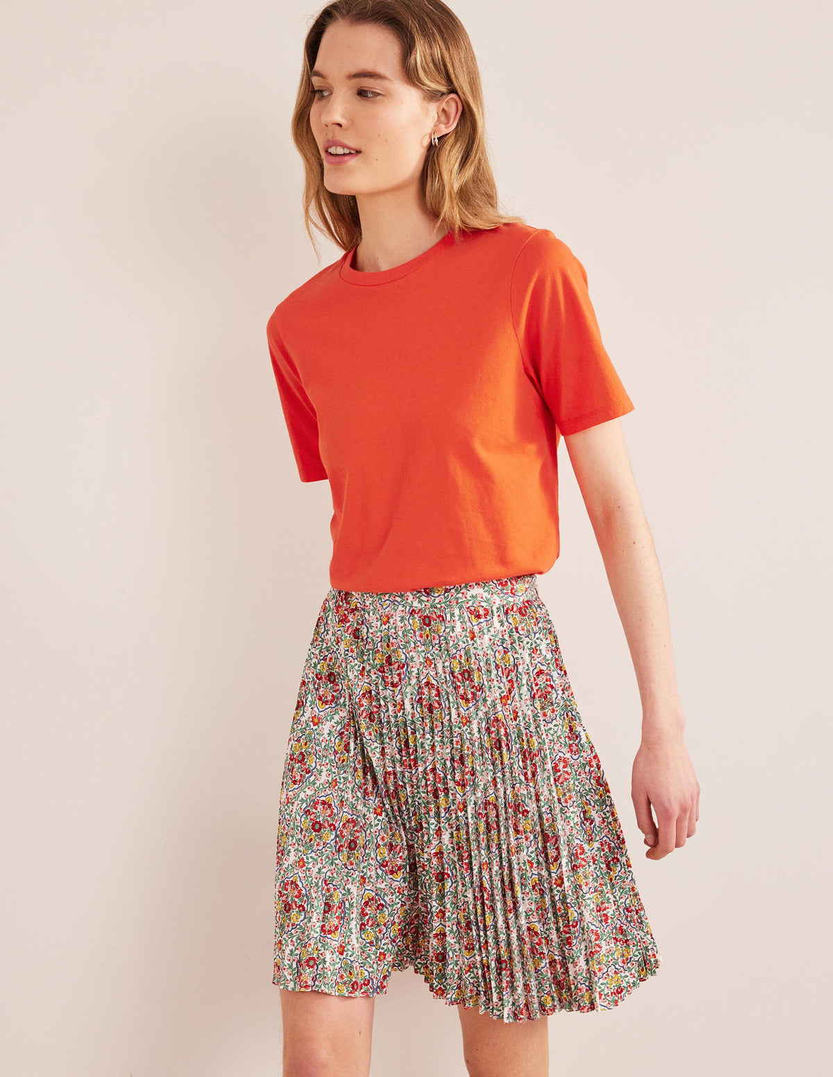 Pure Cotton Crew Neck T-shirt-Red Pop-4