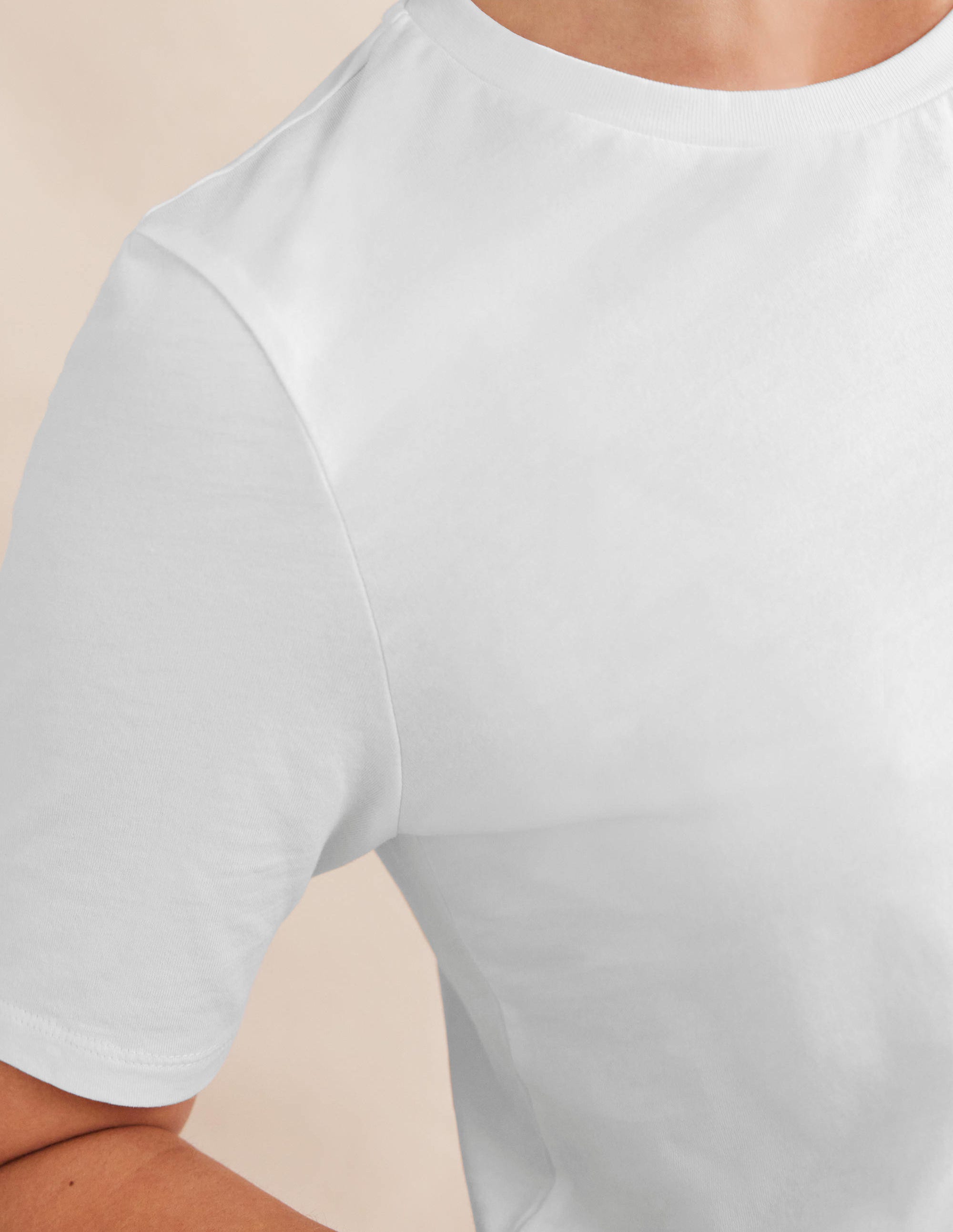 Pure Cotton Crew Neck T-shirt-White - Image 2
