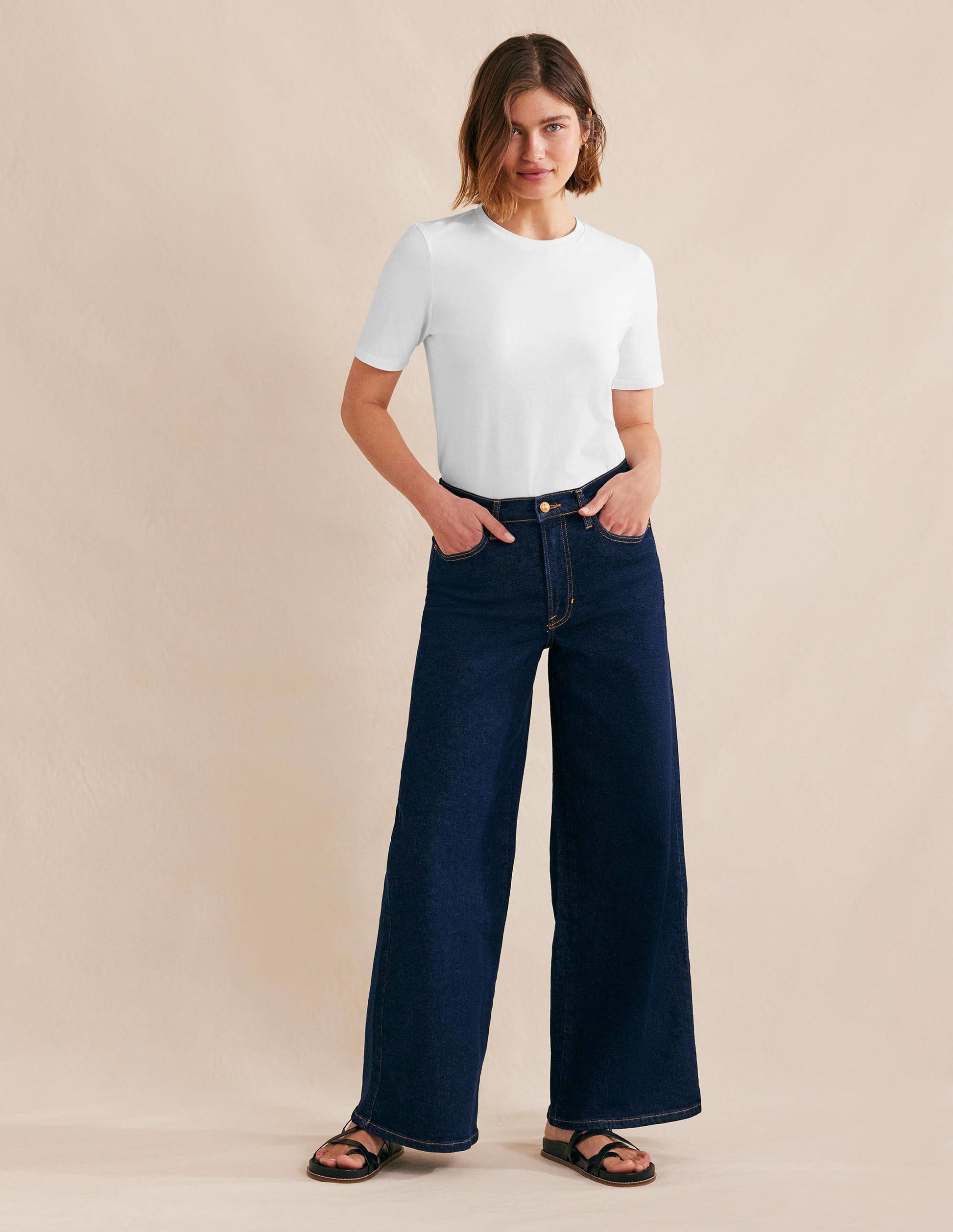 Pure Cotton Crew Neck T-shirt-White-4