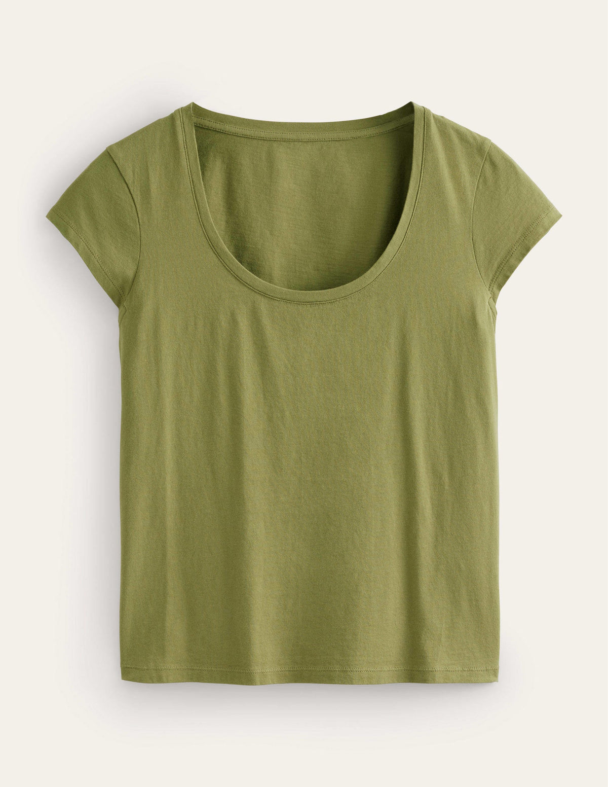Pure Cotton Scoop Neck T-Shirt-Capulet Olive-5