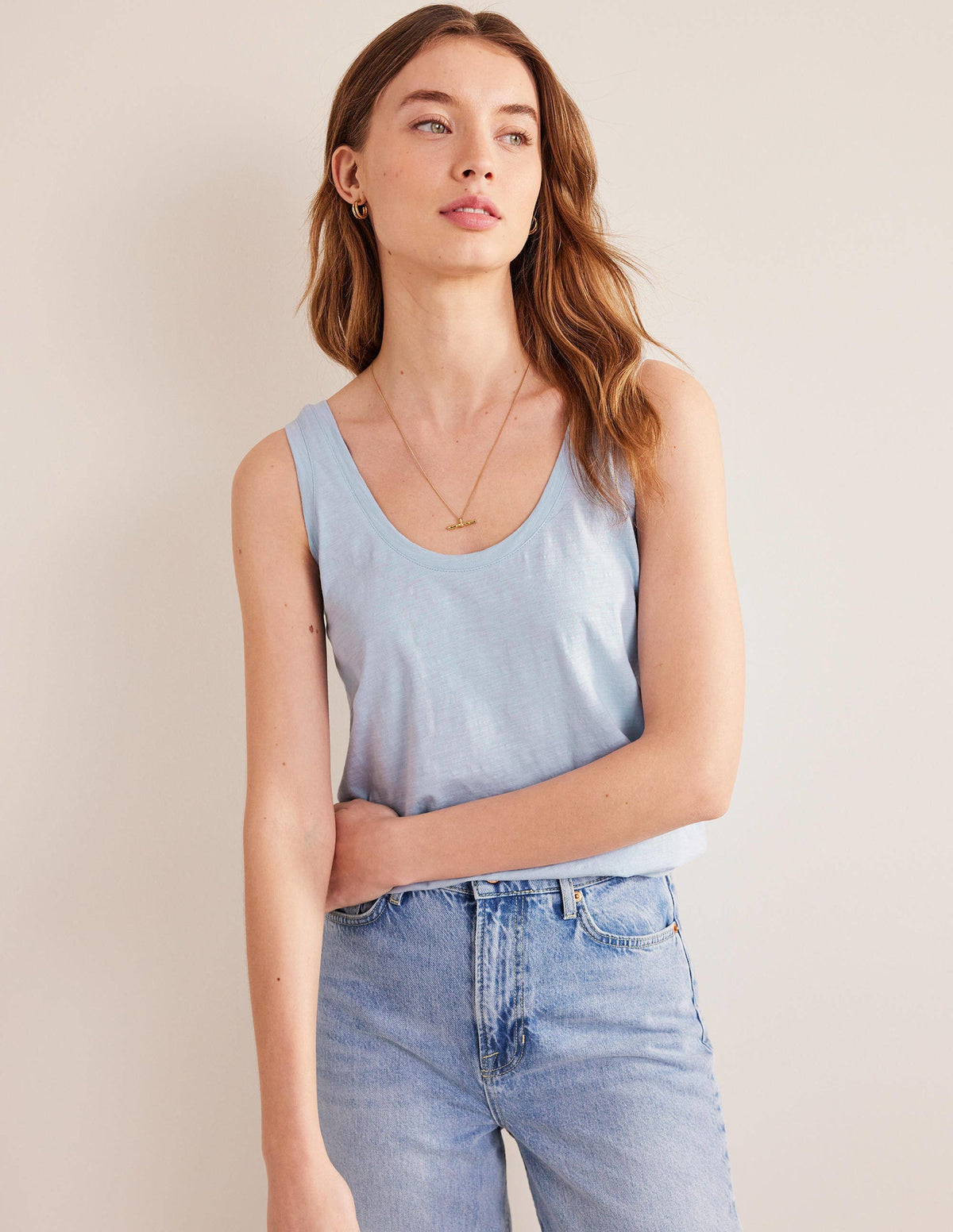 Relaxed Scoop Neck Vest-Chambray Blue-1