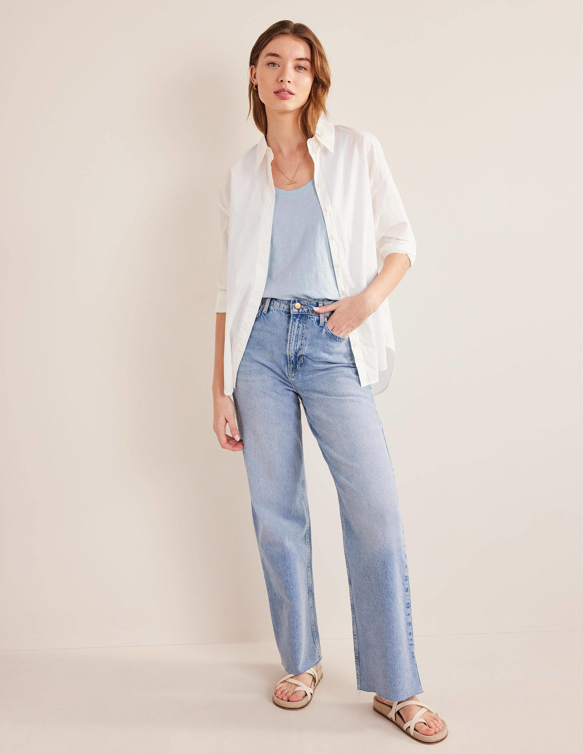 Relaxed Scoop Neck Vest-Chambray Blue - Image 5