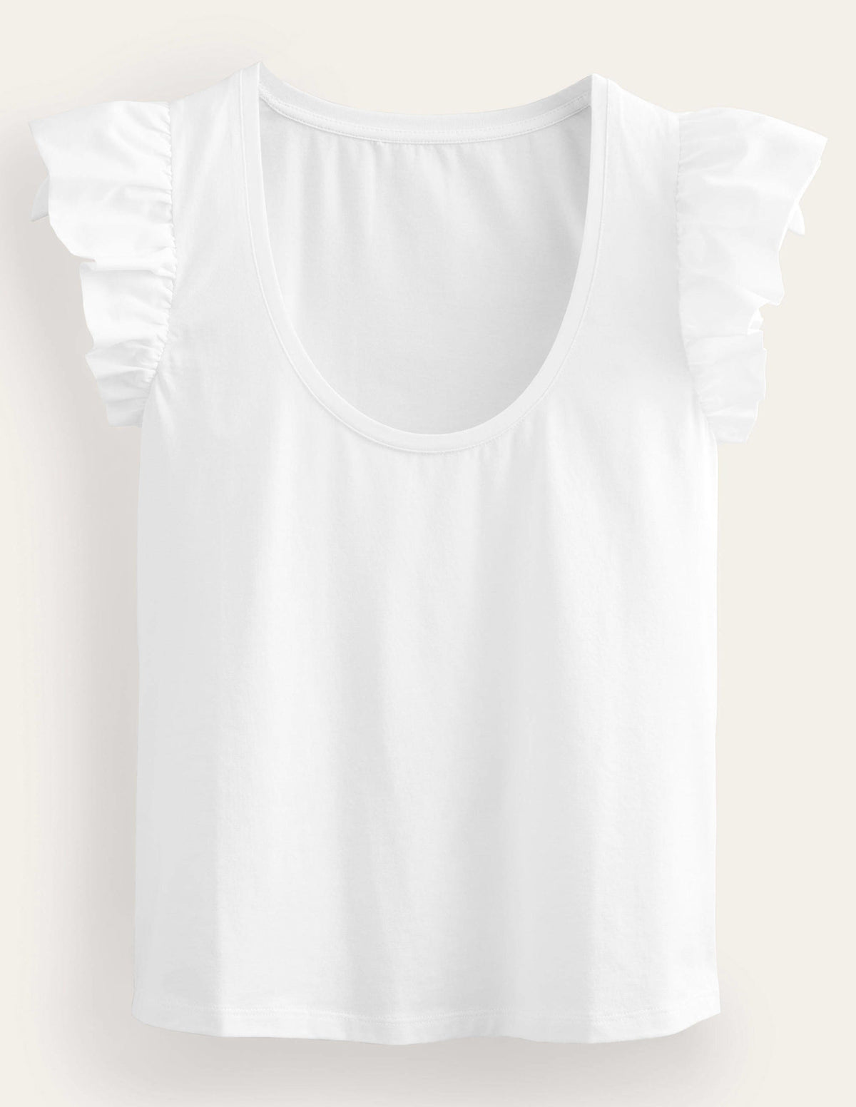Scoop Front Woven Mix Top-White-5