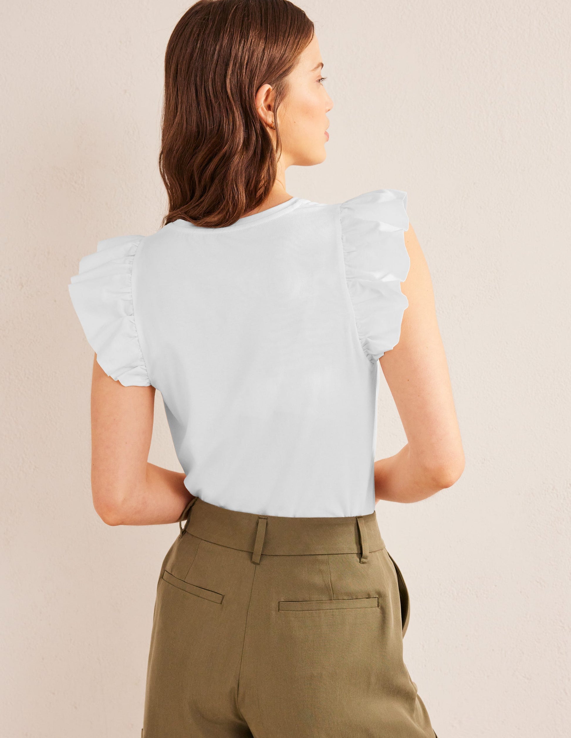 Scoop Front Woven Mix Top-White-3