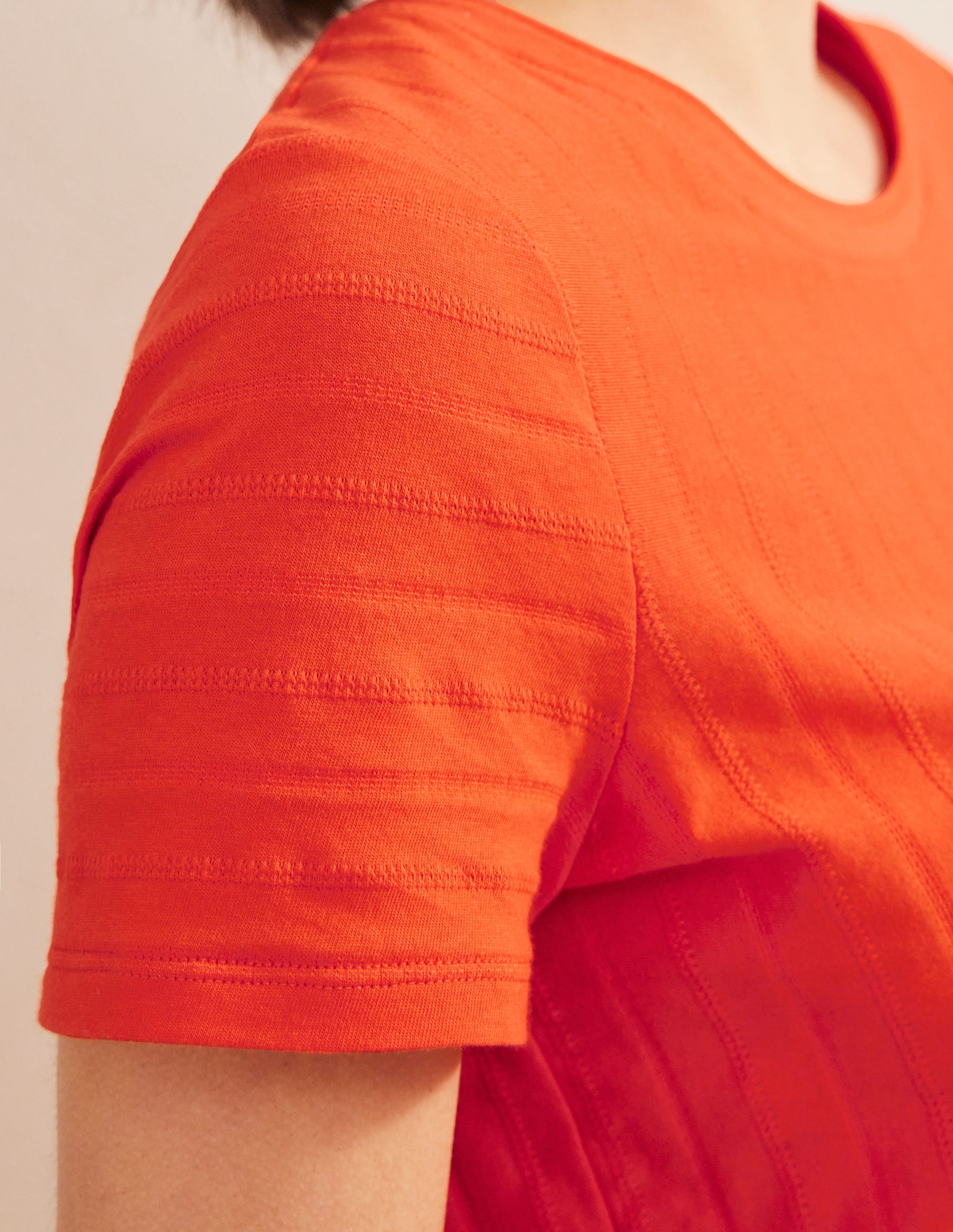 Textured Jersey T-Shirt-Vermillion Red - Image 2
