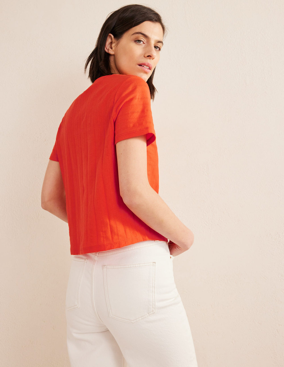 Textured Jersey T-Shirt-Vermillion Red - Image 3