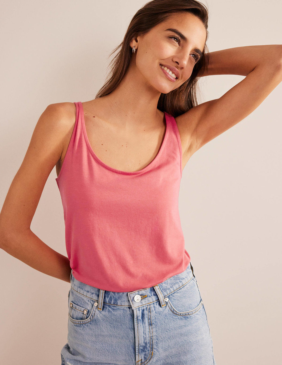 Open Back Tank Top-Festival Pink-1