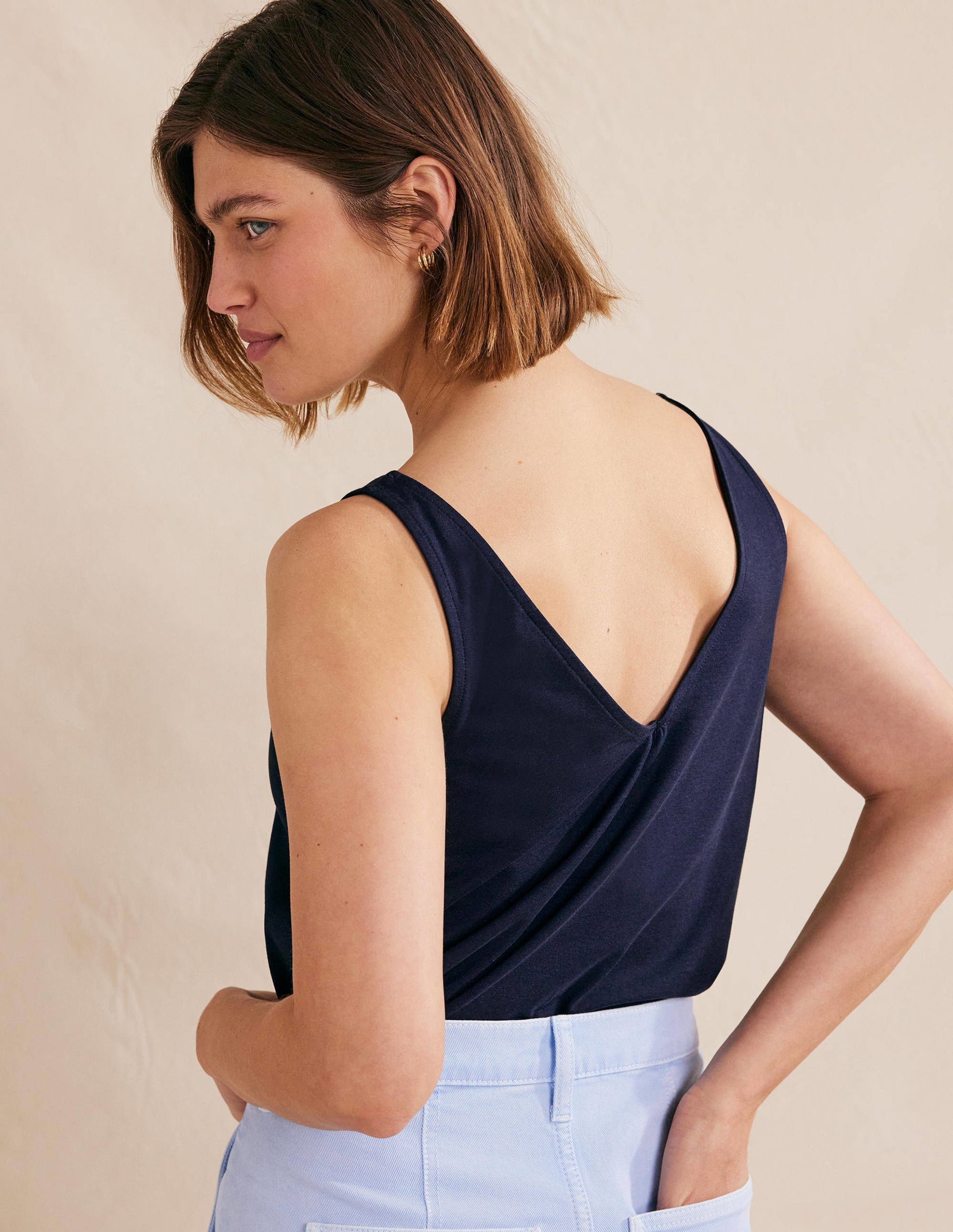 Open Back Tank Top-Navy-3