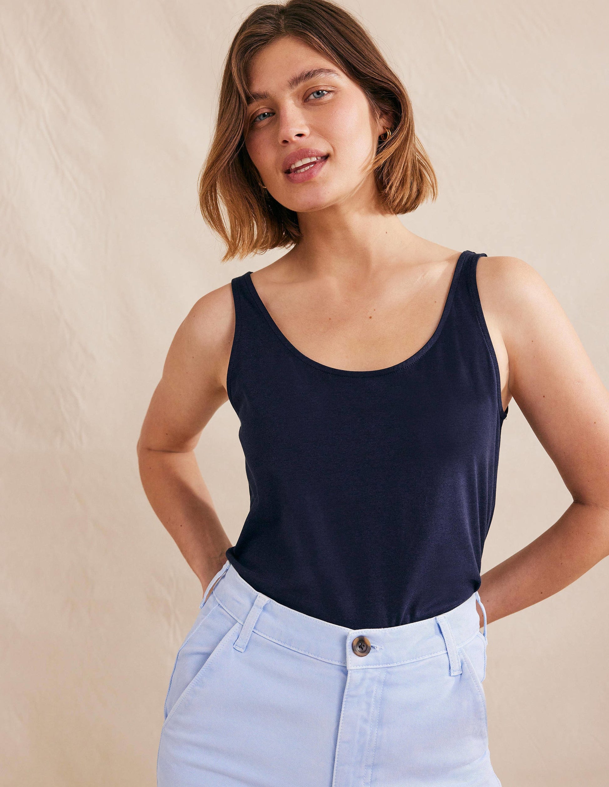 Open Back Tank Top-Navy-4