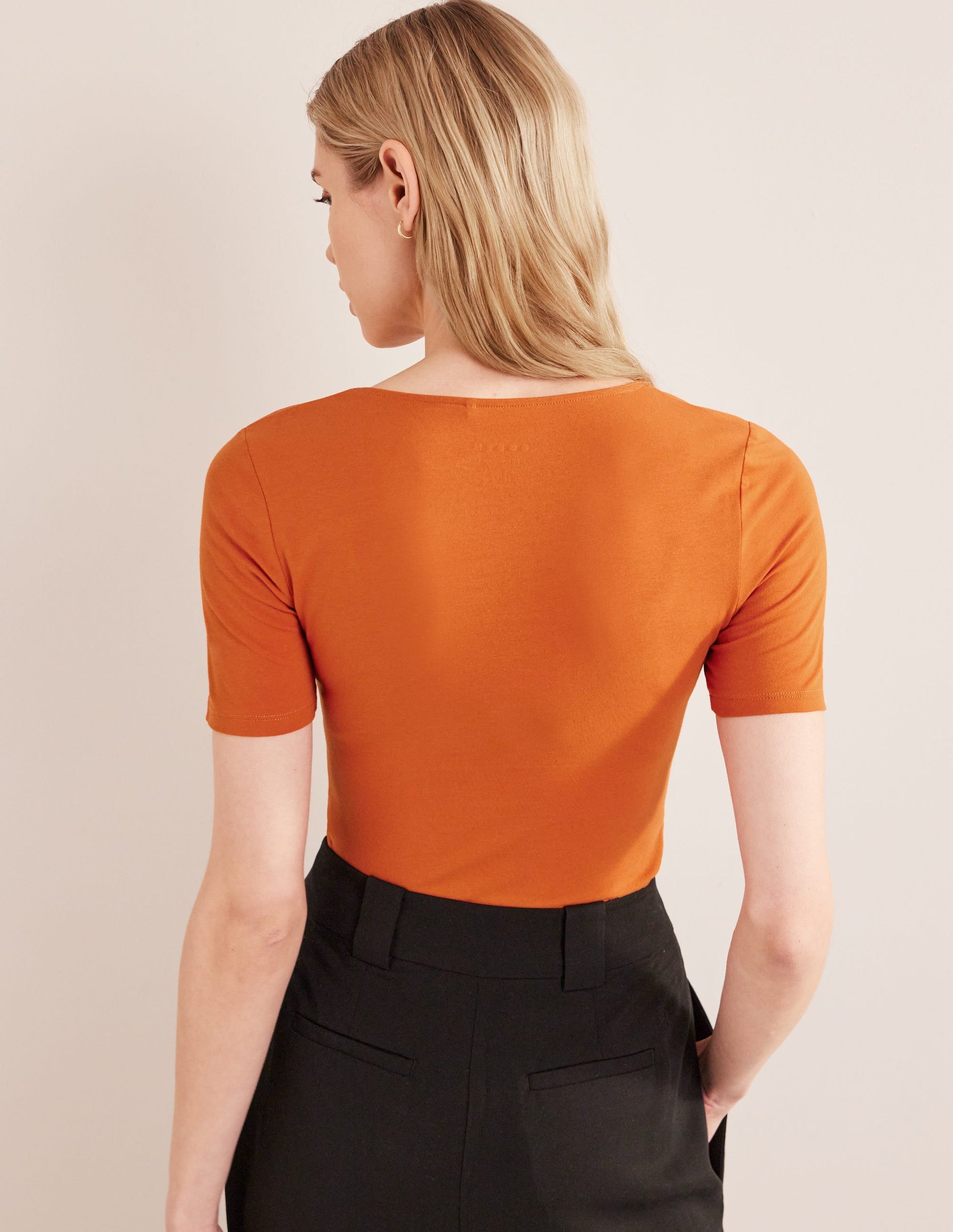 Double Layer Short Sleeve Top-Rust-3