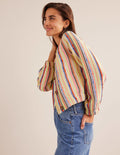 Textured Button Jacket-Ivory, Multi Stripe
