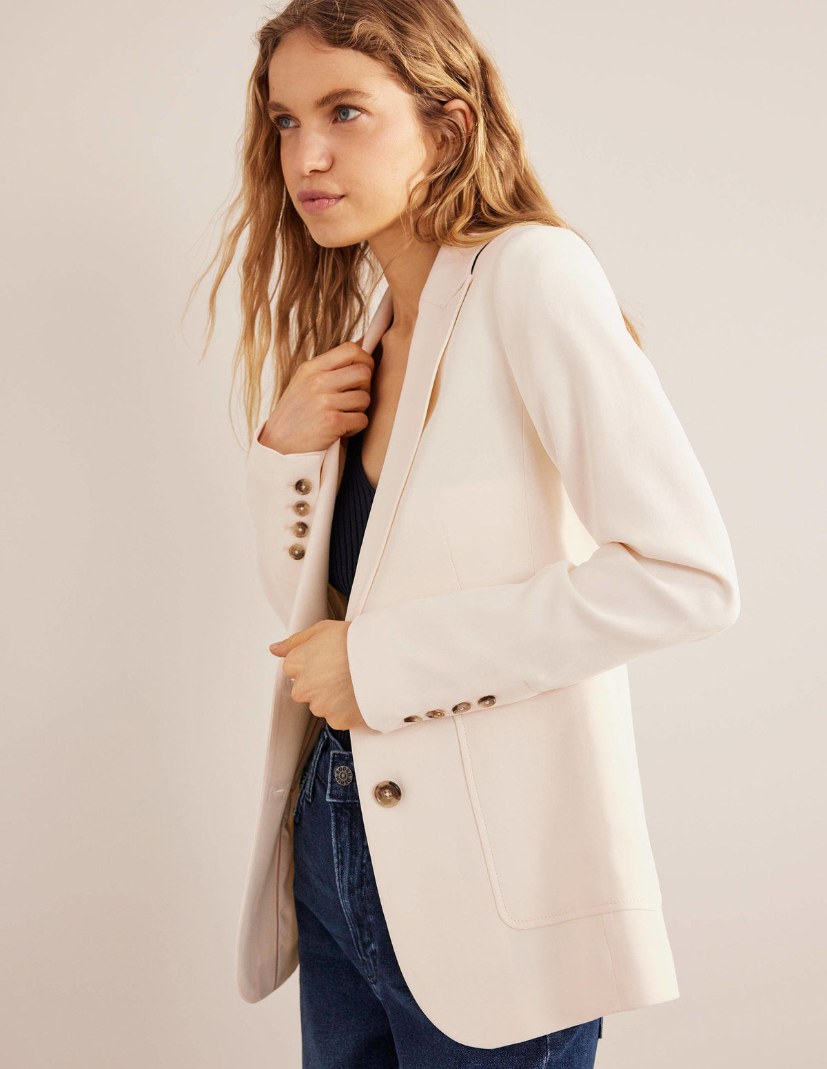 Fluid Tailored Blazer-Ivory - Image 1