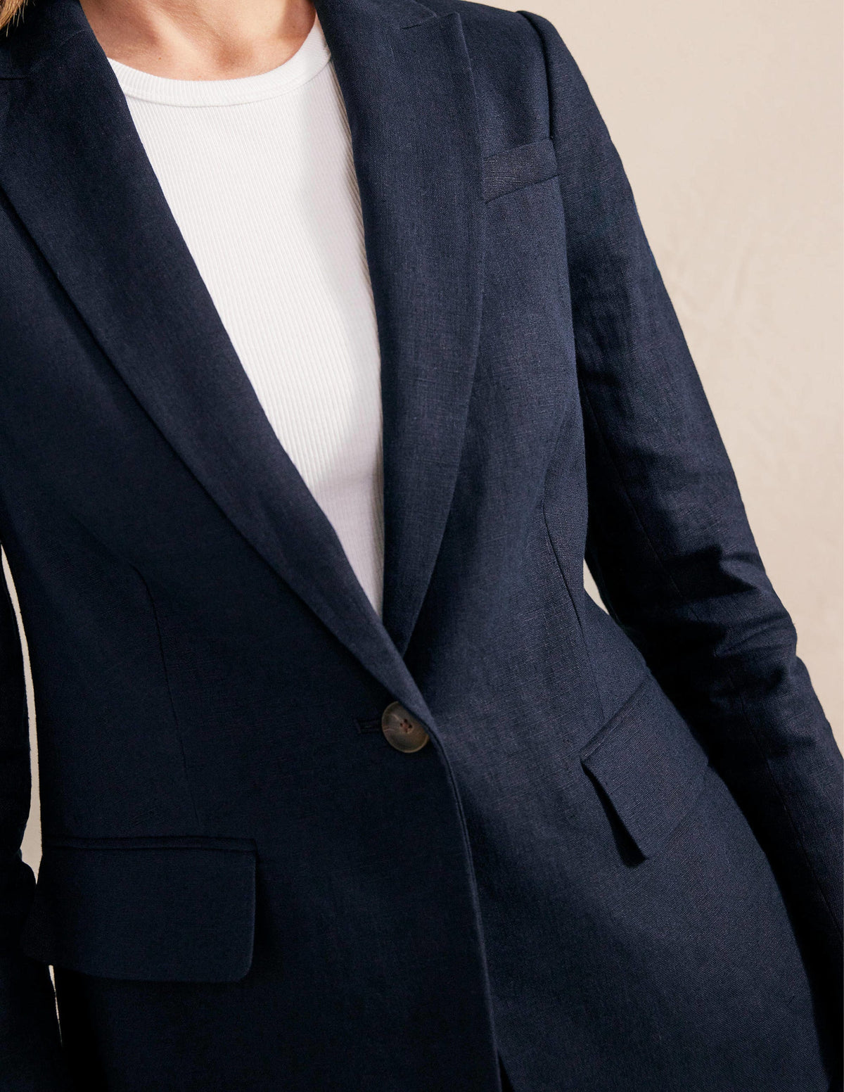 The Cambridge Linen Blazer-Navy-2