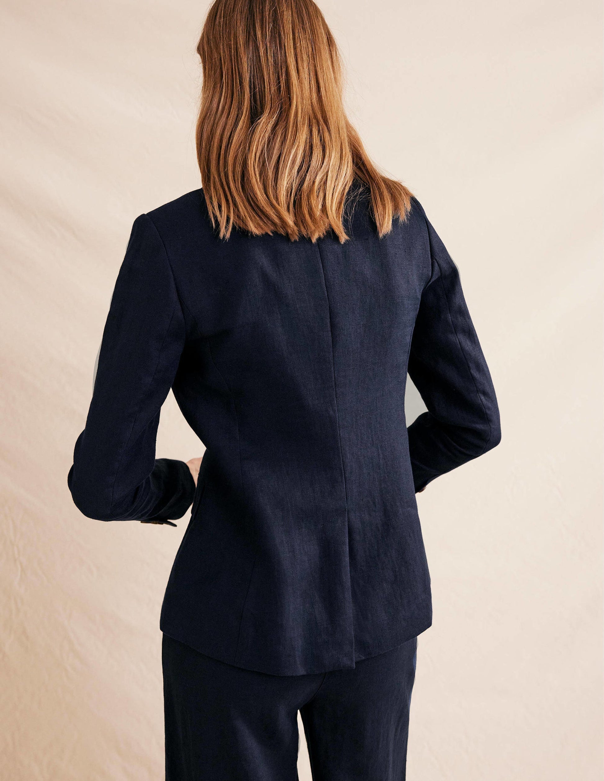 The Cambridge Linen Blazer-Navy-3