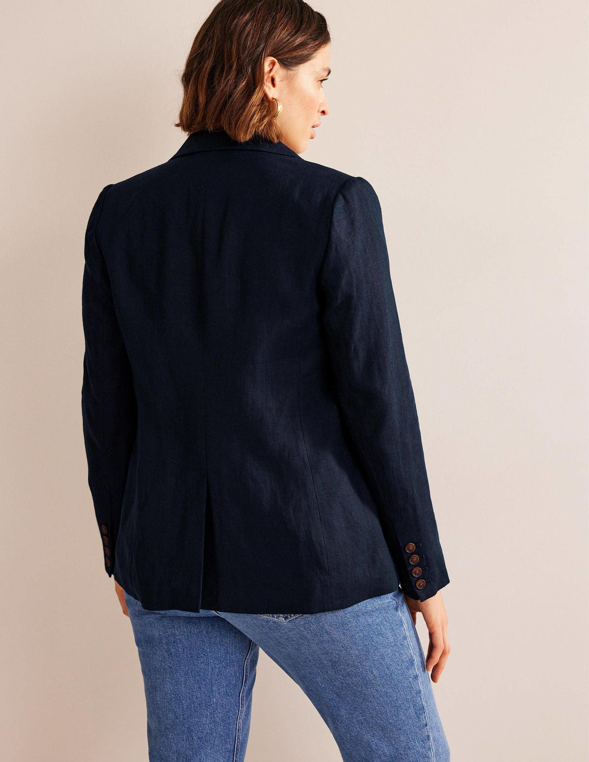 The Cambridge Linen Blazer-Navy-6