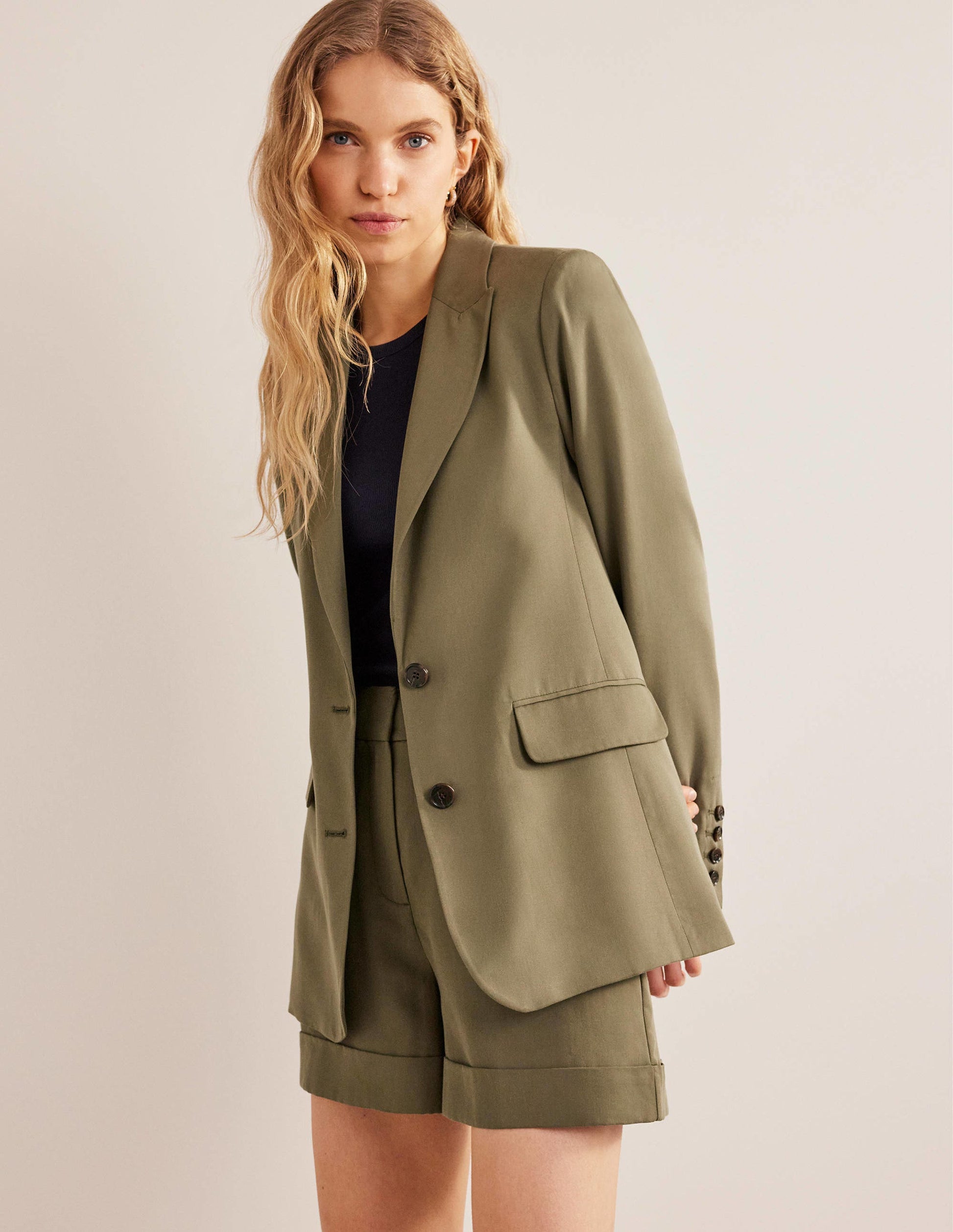 Tencel Relaxed Blazer-Washed Khaki-4