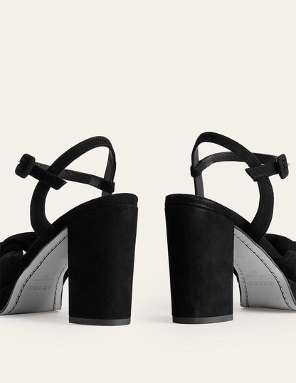 Twist Front Platform Sandals-Black Suede-4
