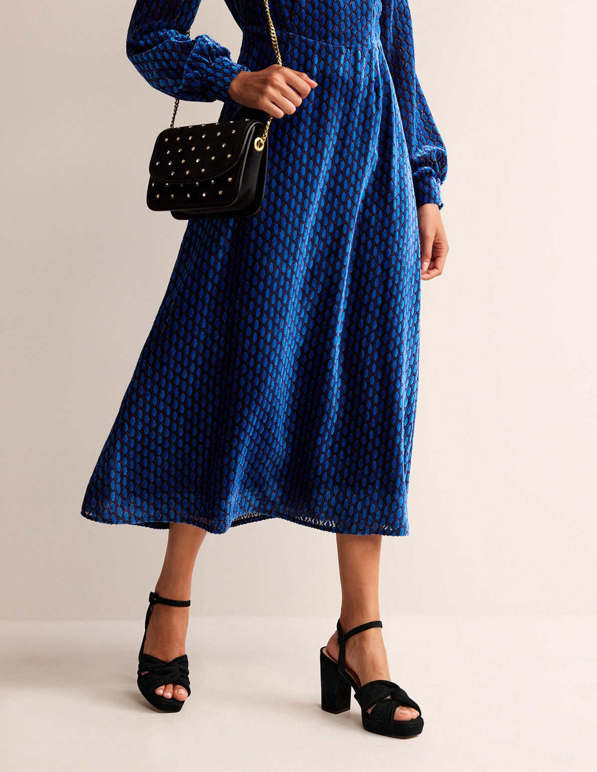 Twist Front Platform Sandals-Black Suede - Image 1