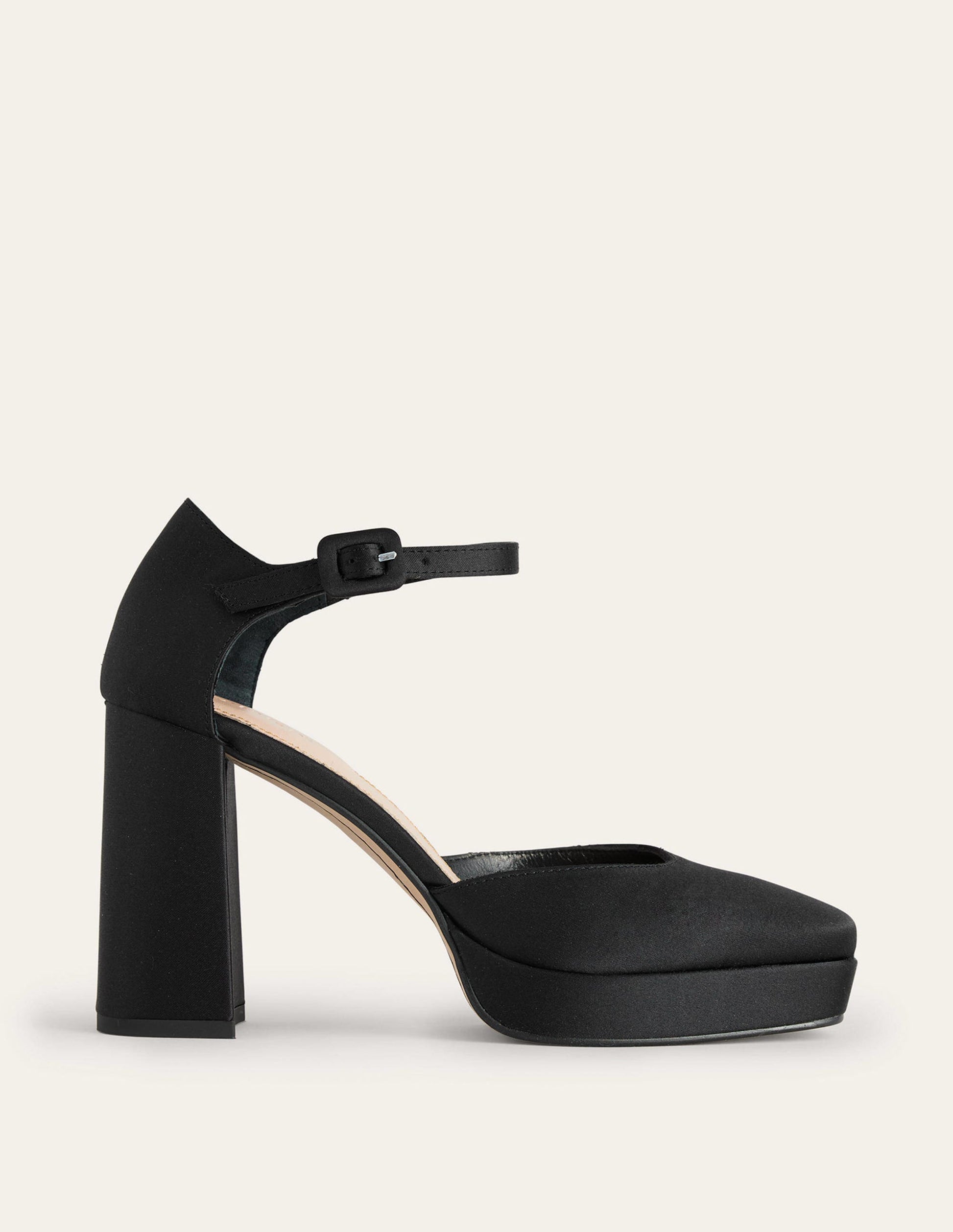 Closed-Toe Heeled Platforms-Black Satin-2