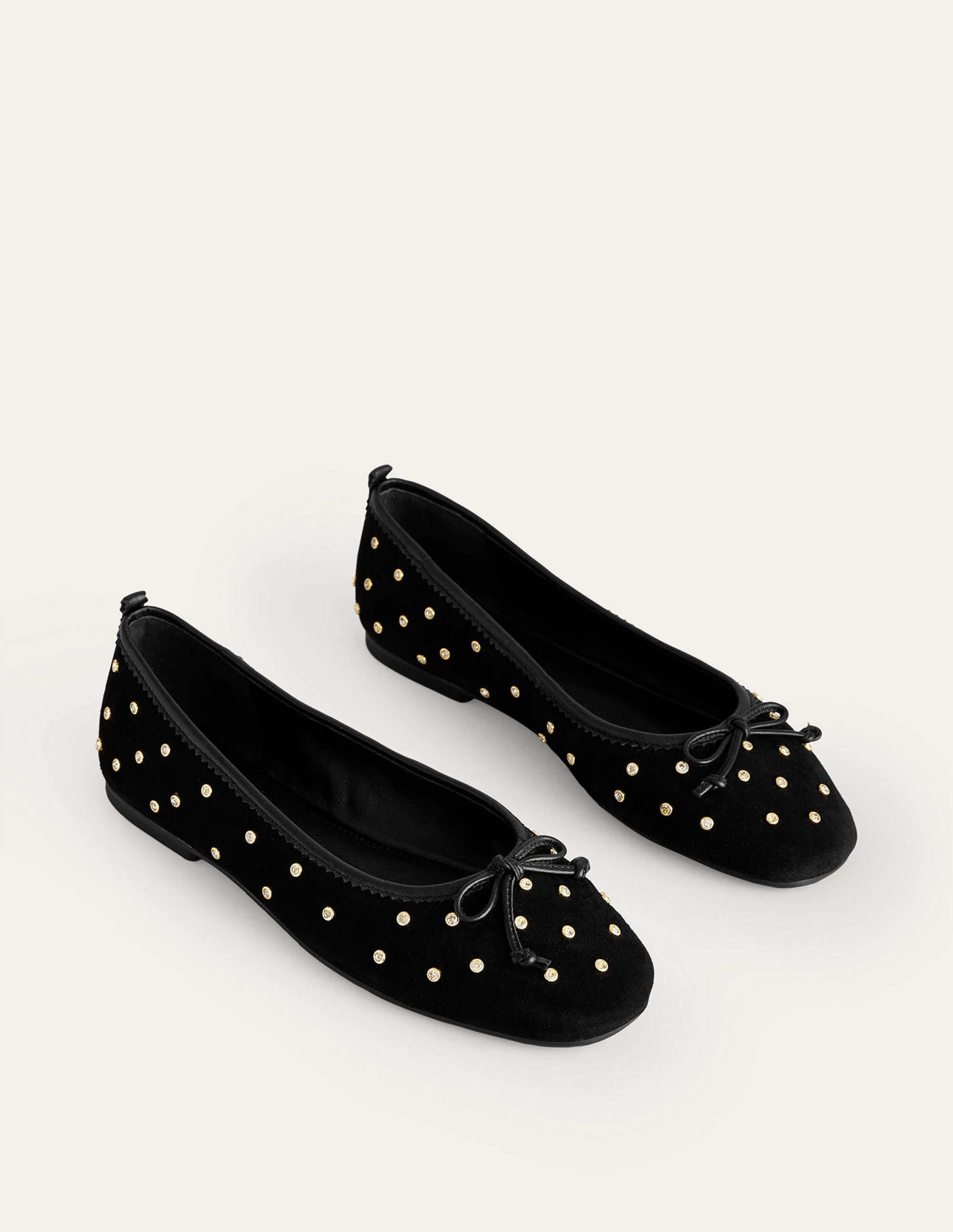 Kitty Flexi Sole Ballet Flats-Crystal Black Suede - Image 3