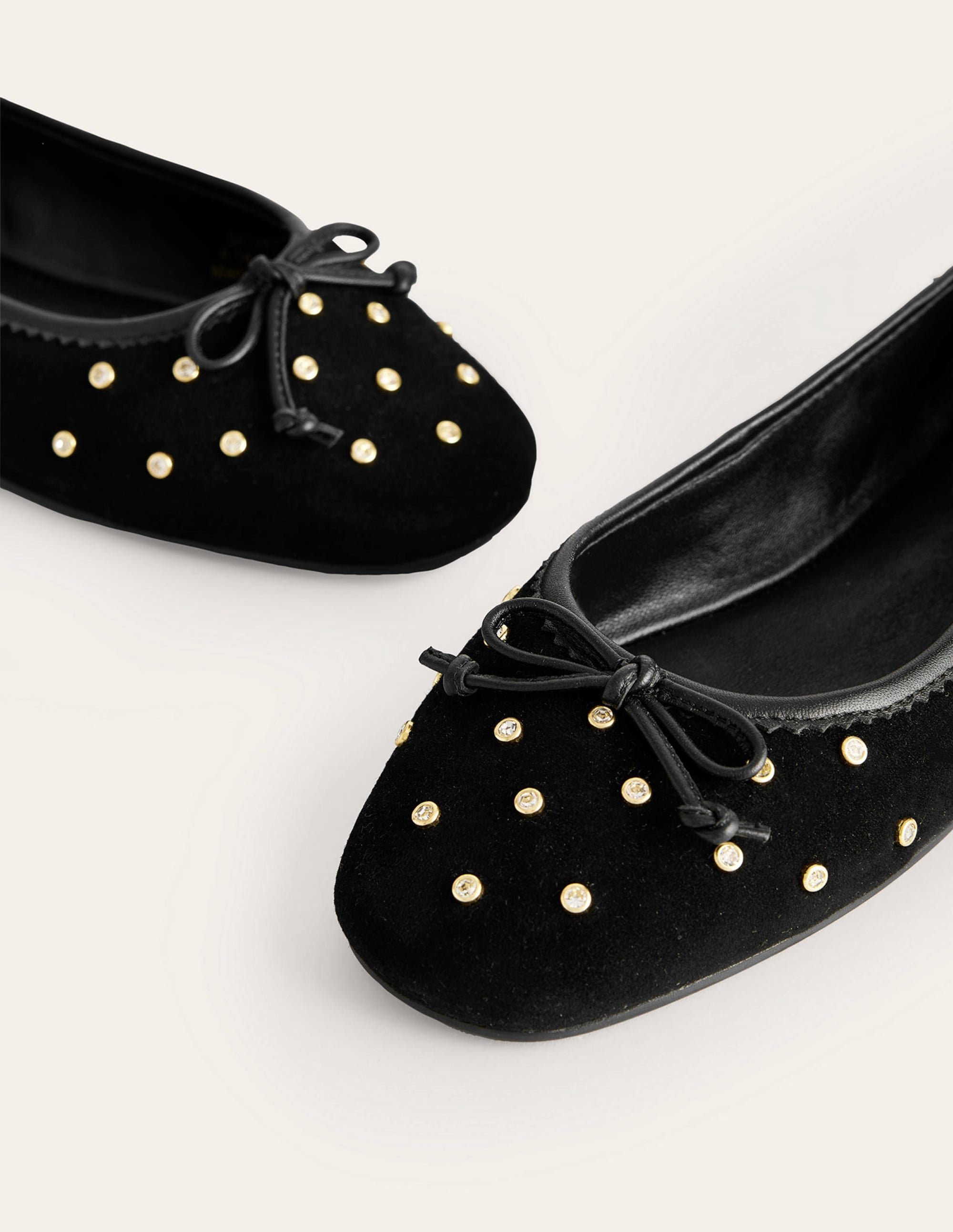 Kitty Flexi Sole Ballet Flats-Crystal Black Suede - Image 4